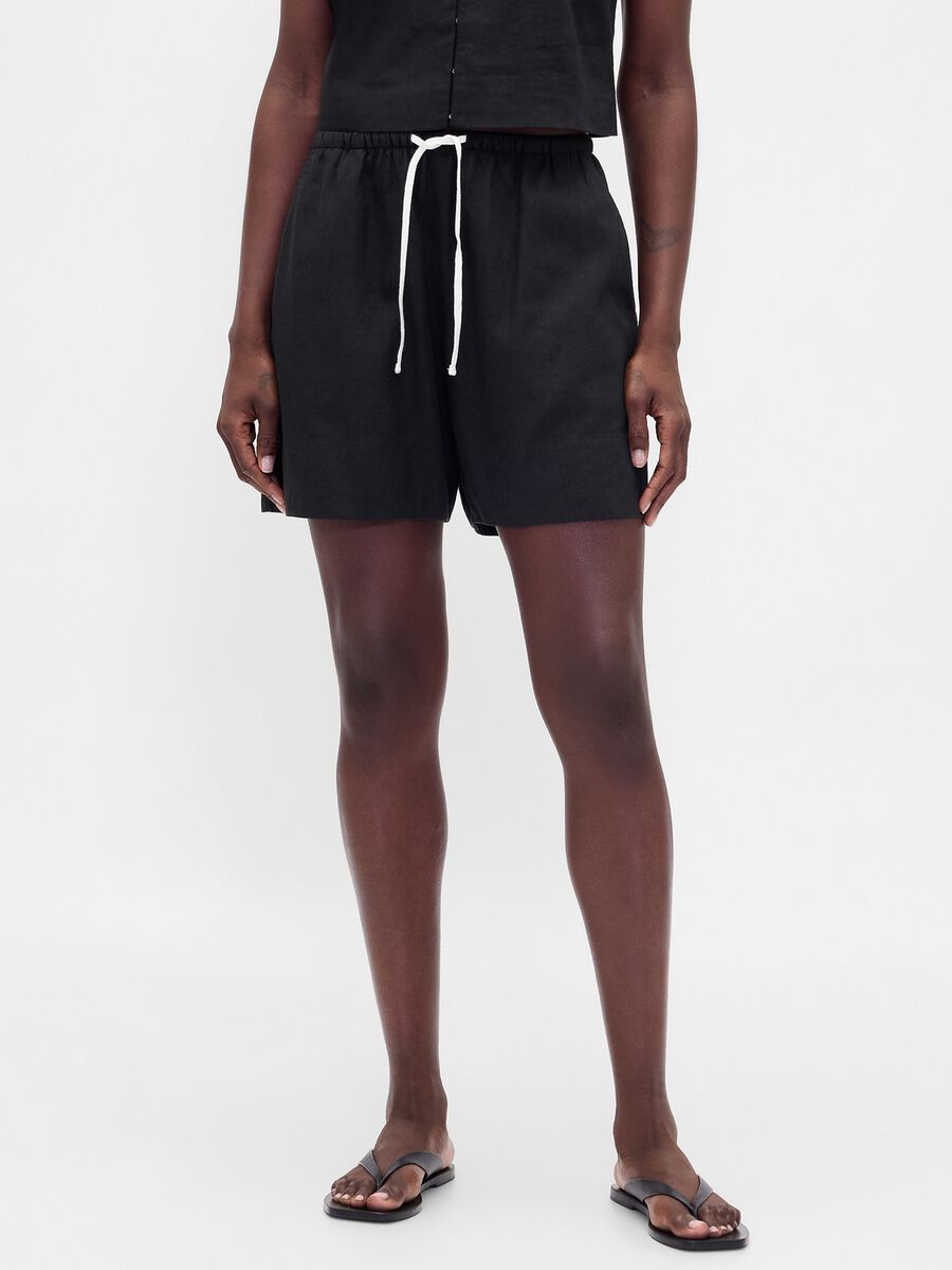 Shorts in misto lino Donna_1