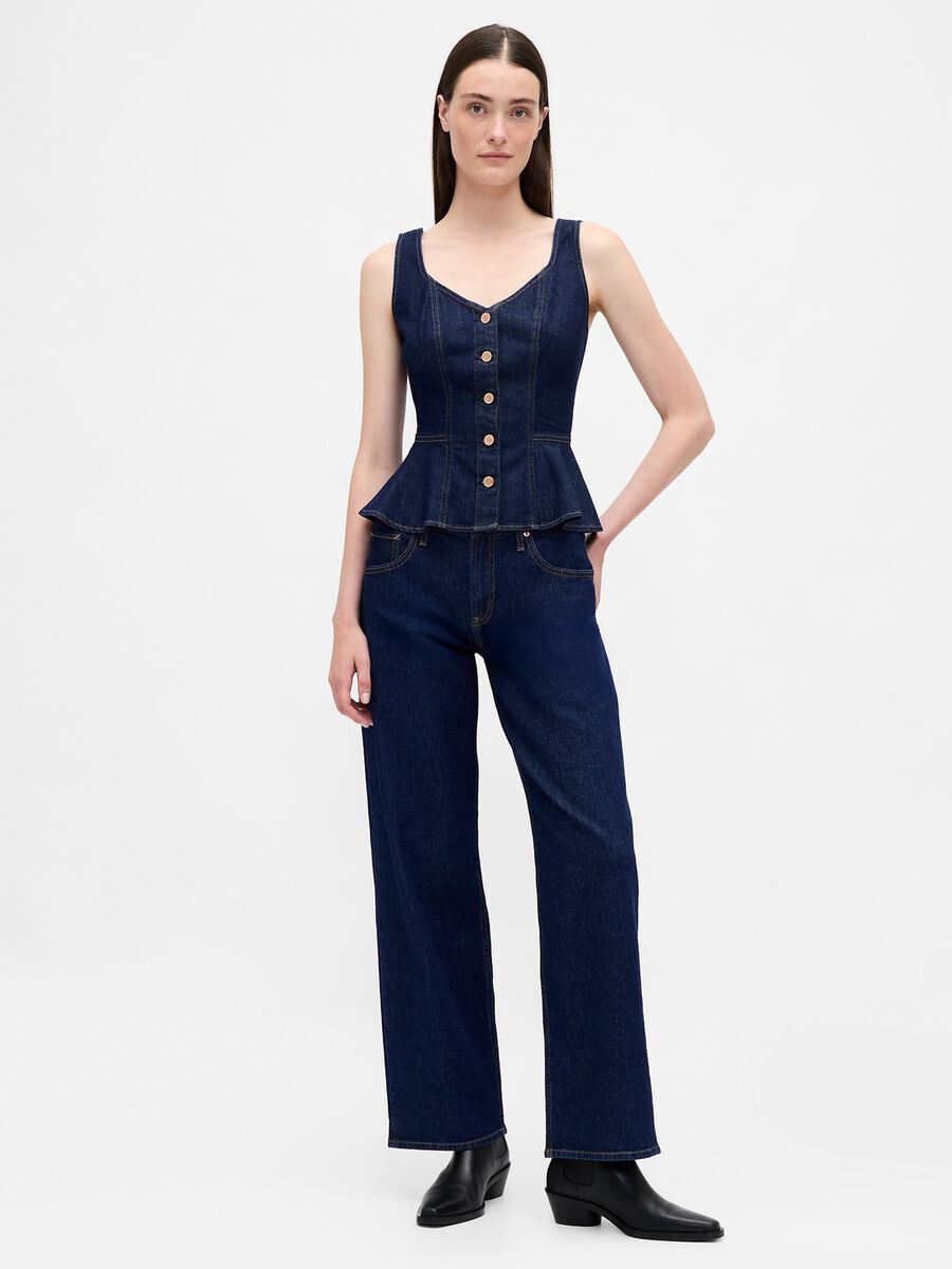 Stretch denim tank top with V-neck Woman_2