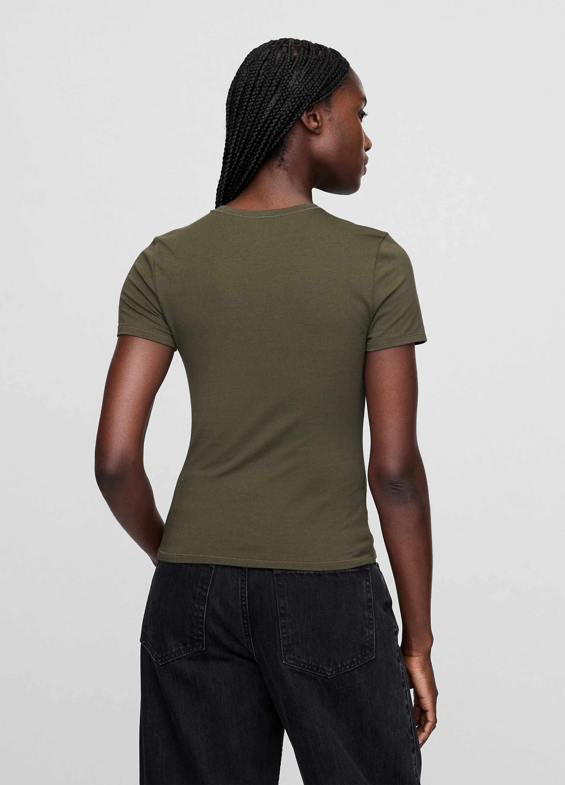T-shirt verde elasticizzata a maniche corte_2