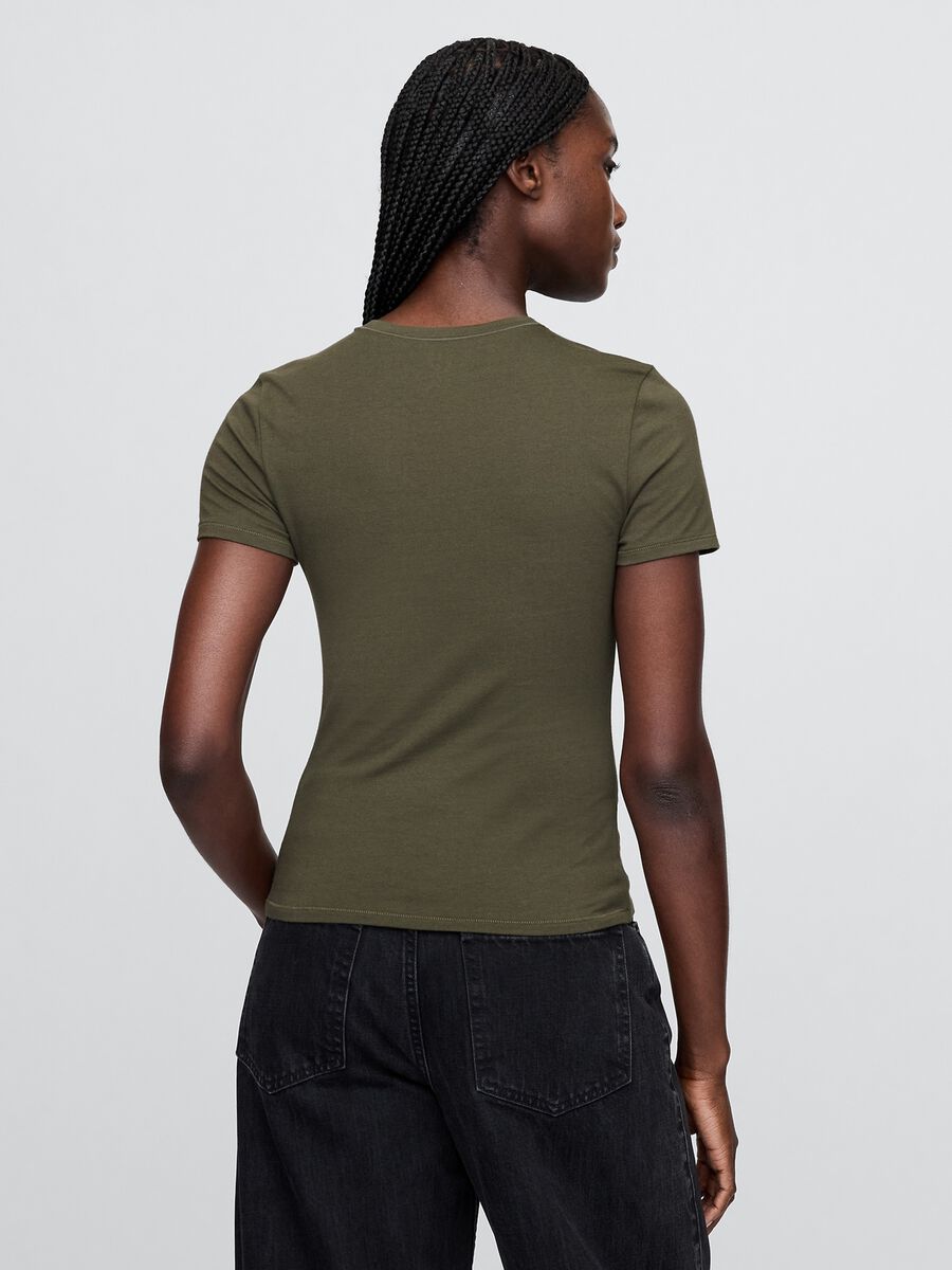 T-shirt verde elasticizzata a maniche corte Donna_2
