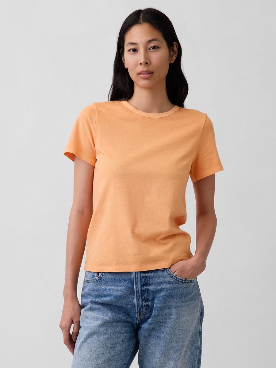 Orange pure cotton crew neck t-shirt regular fit Woman_0
