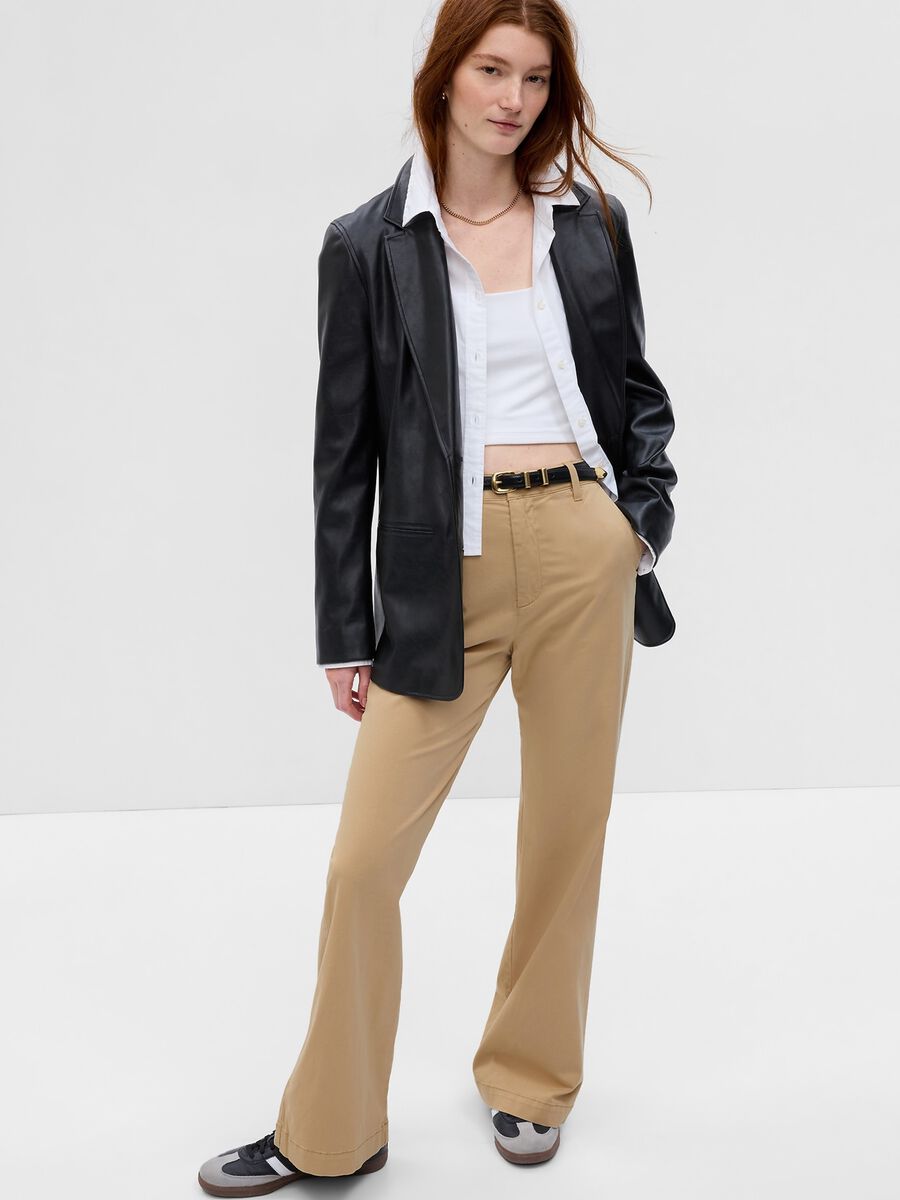 Flare-fit, stretch cotton trousers Woman_0