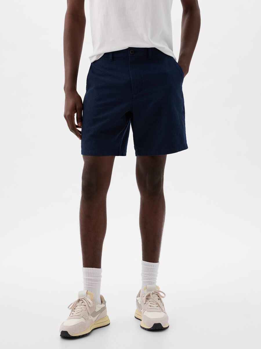 Relaxed-fit Bermuda shorts in cotton and linen Man_1