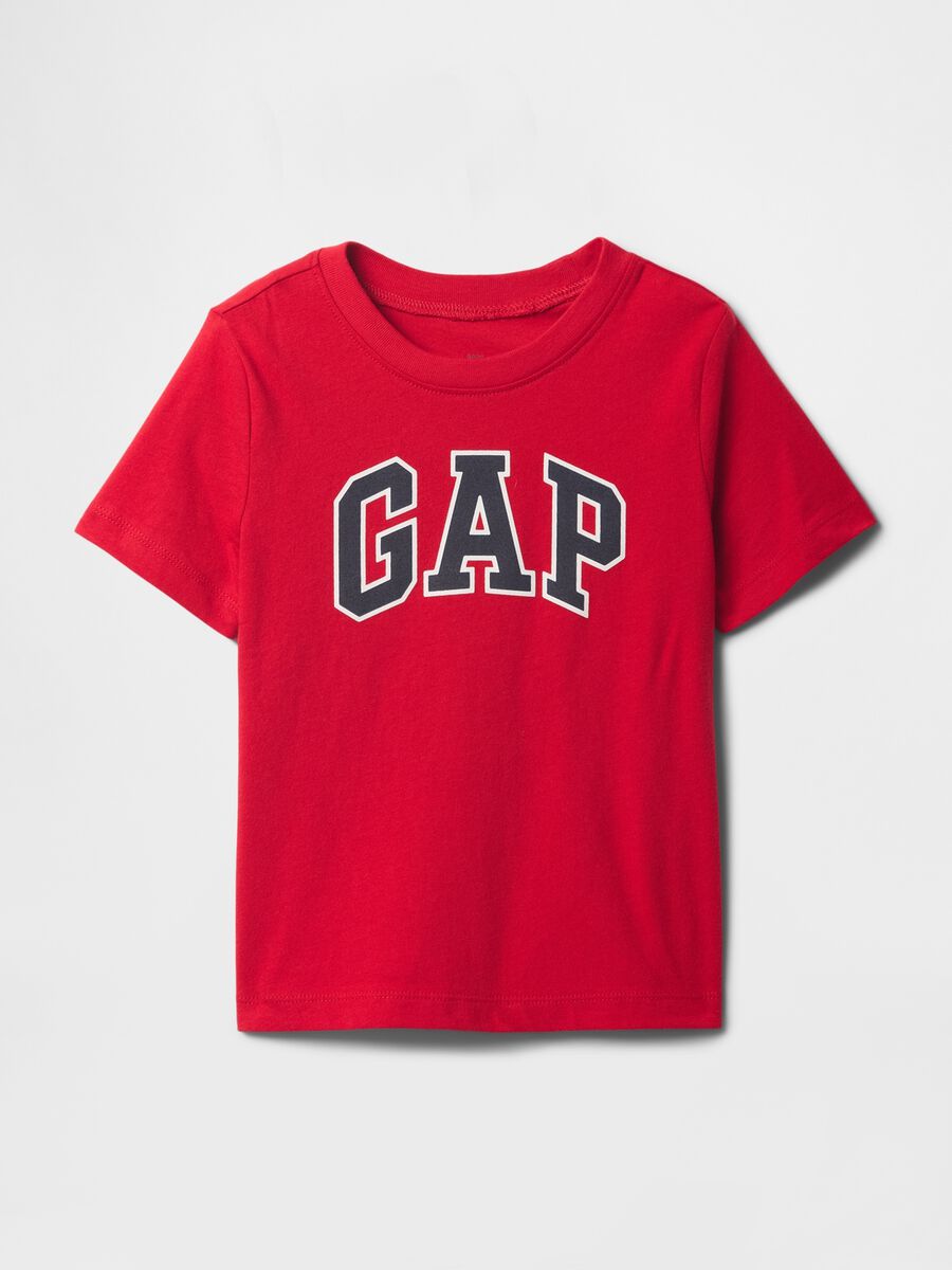 Red short sleeve cotton T-shirt with GAP logo Baby Boy_0