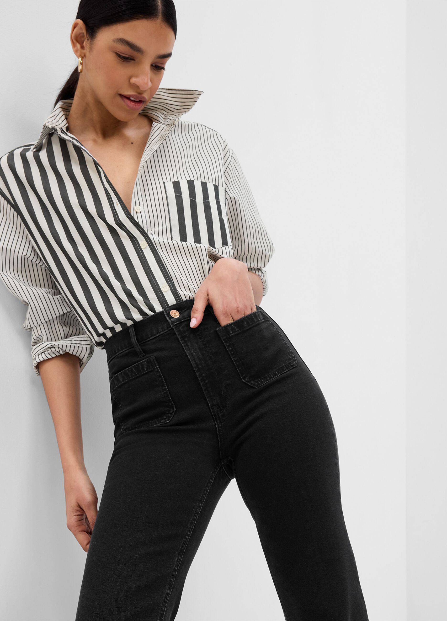 Jeans flare fit a vita alta