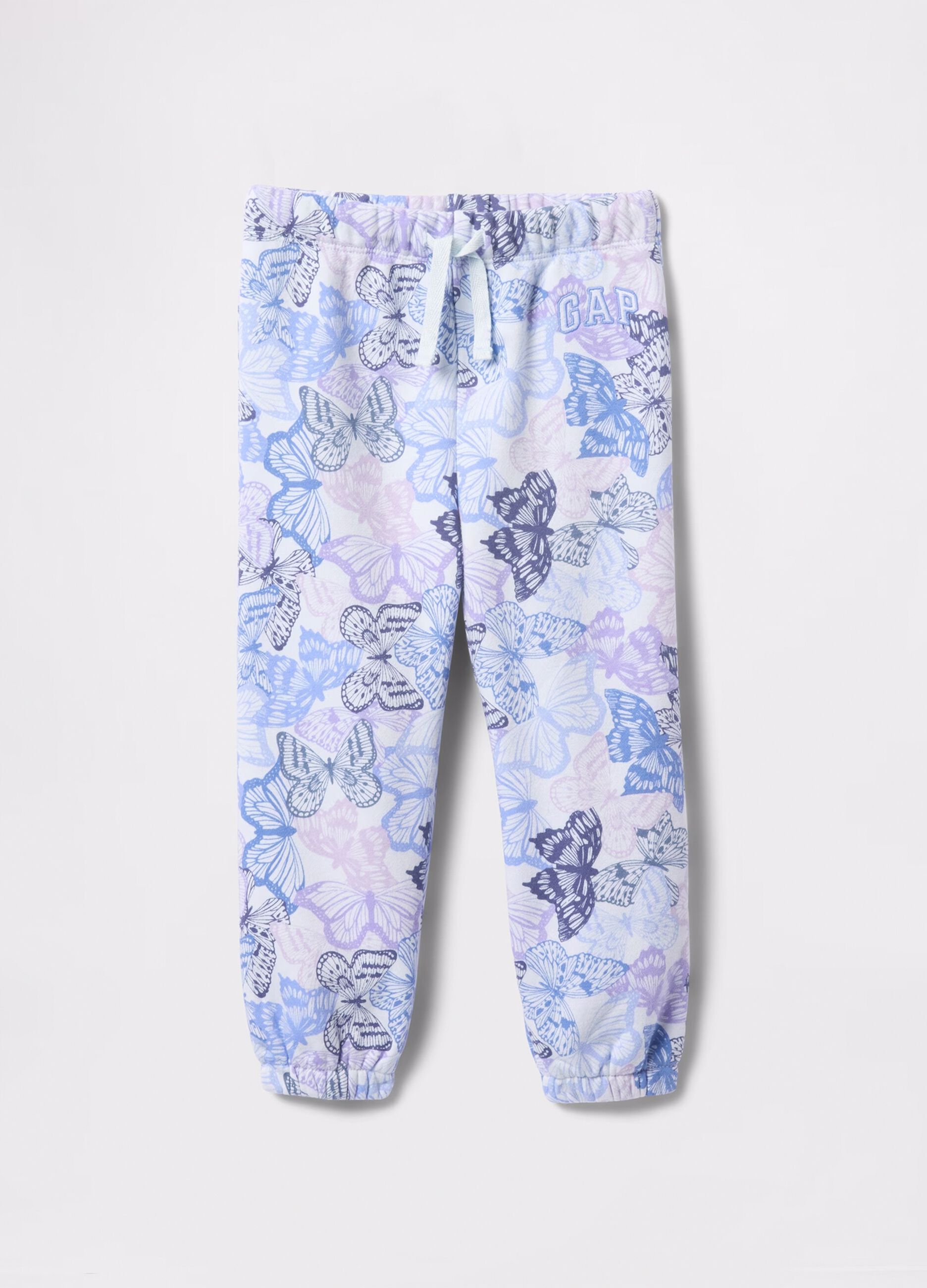 Joggers con coulisse stampa farfalle e ricamo logo