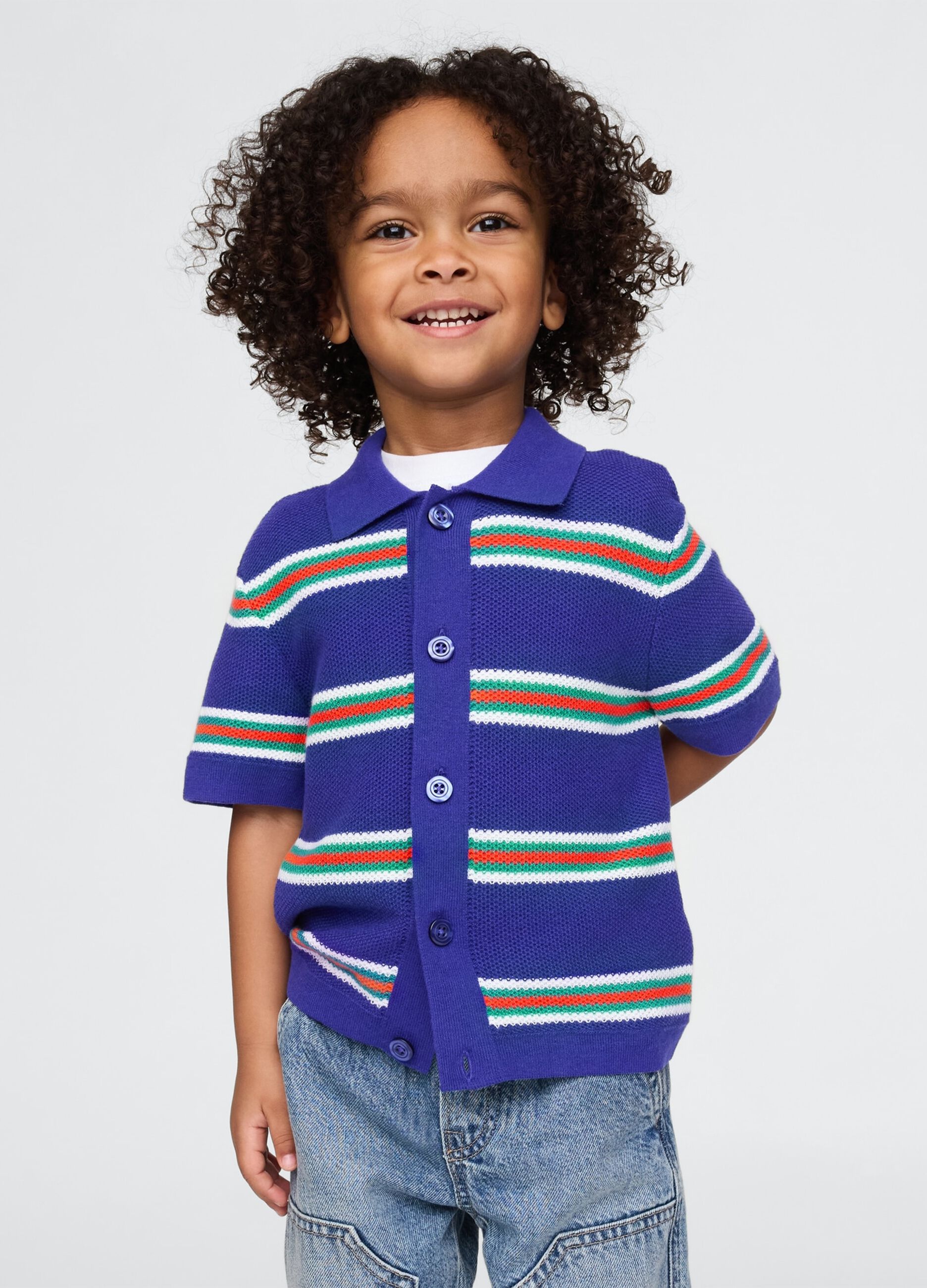Polo a righe multicolor in puro cotone