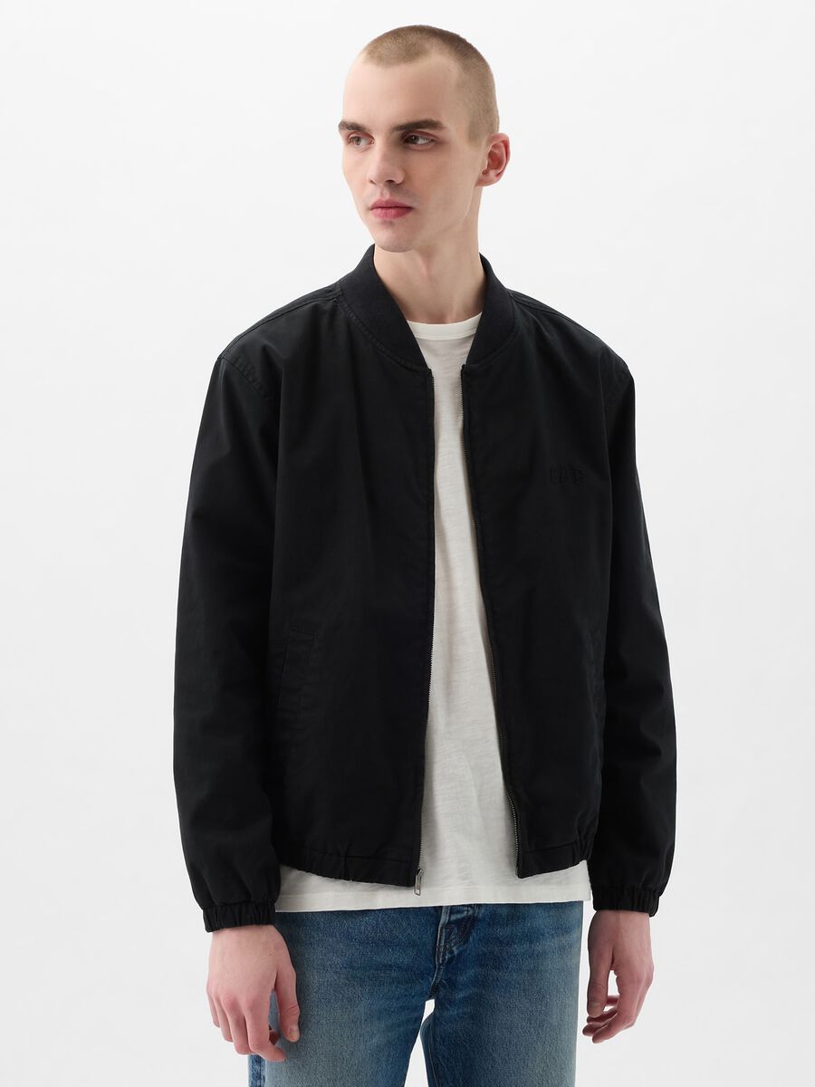 Cotton bomber jacket with logo embroidery Man_1