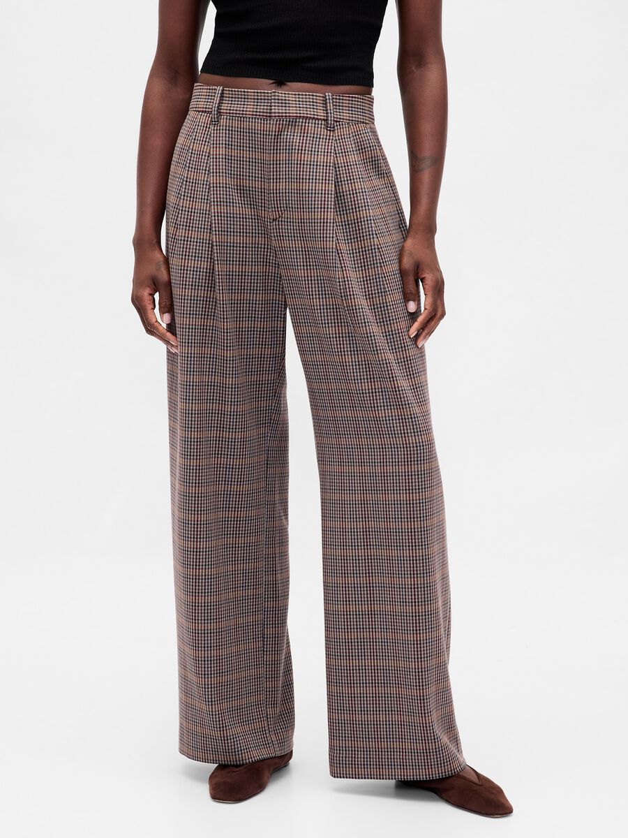 Brown stretch fabric trousers Woman_1