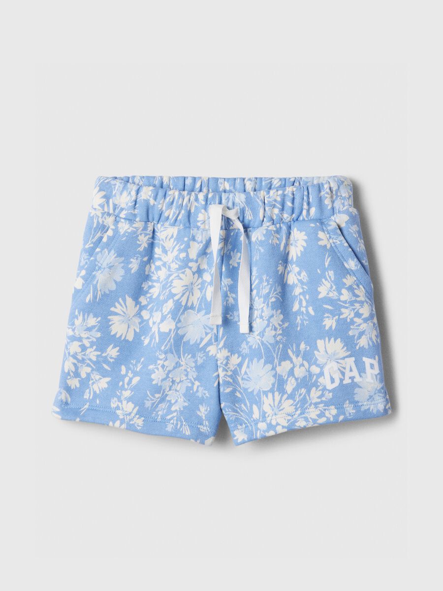 Shorts in felpa floreale con stampa logo Bimba_0