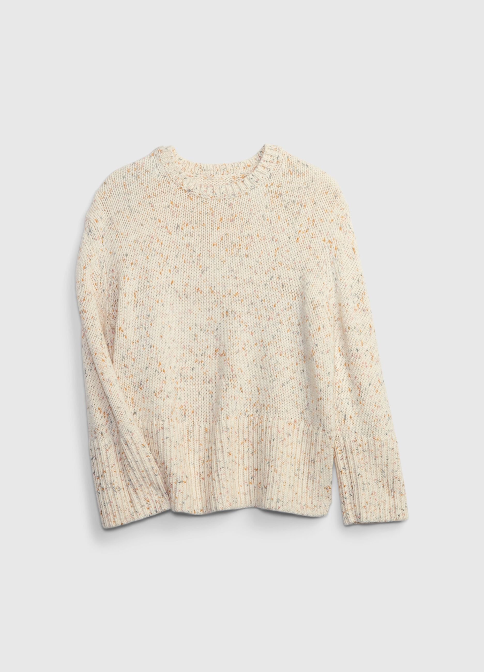 Mouliné-effect oversized pullover with splits_3