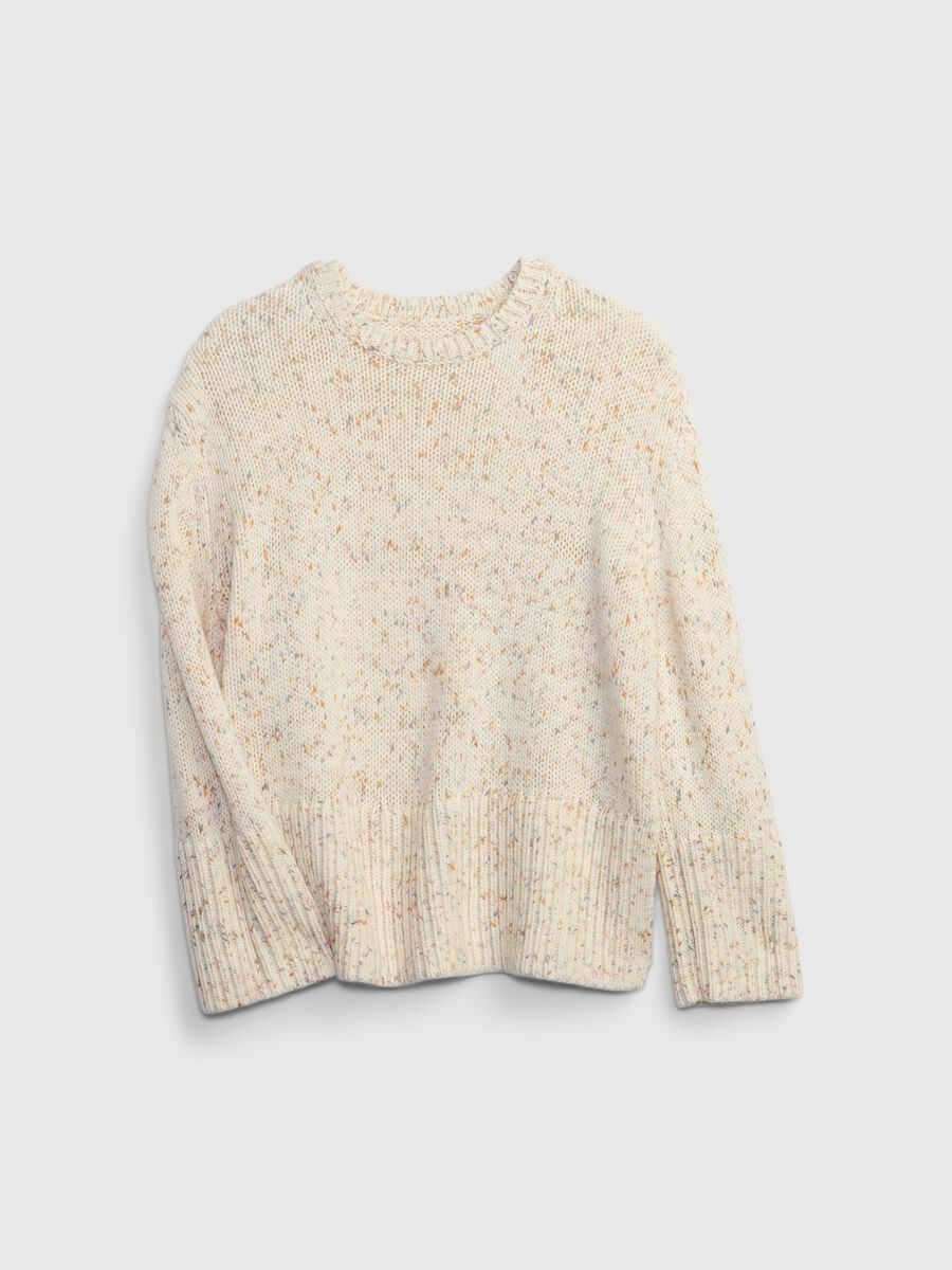 Mouliné-effect oversized pullover with splits Woman_3