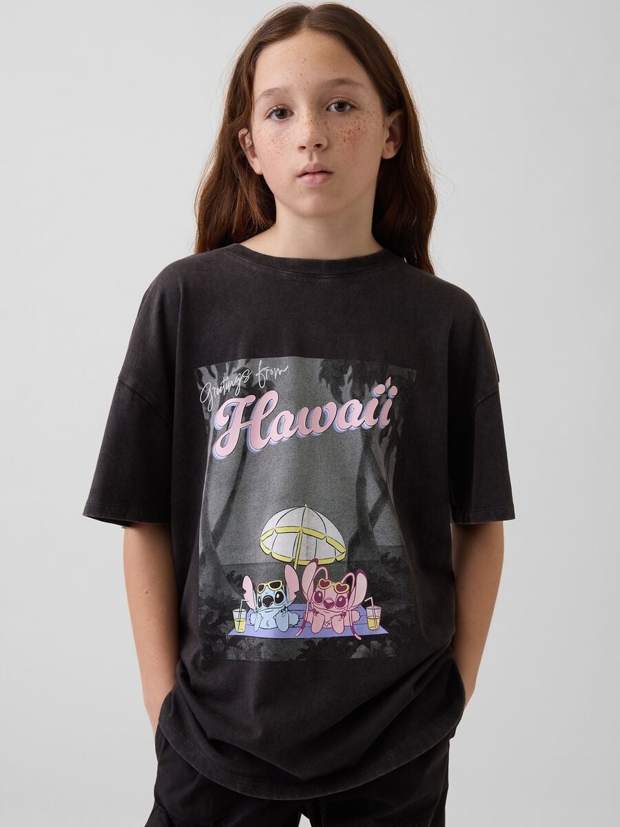 T-shirt Stitch Disney a maniche corte in puro cotone Bambina_0
