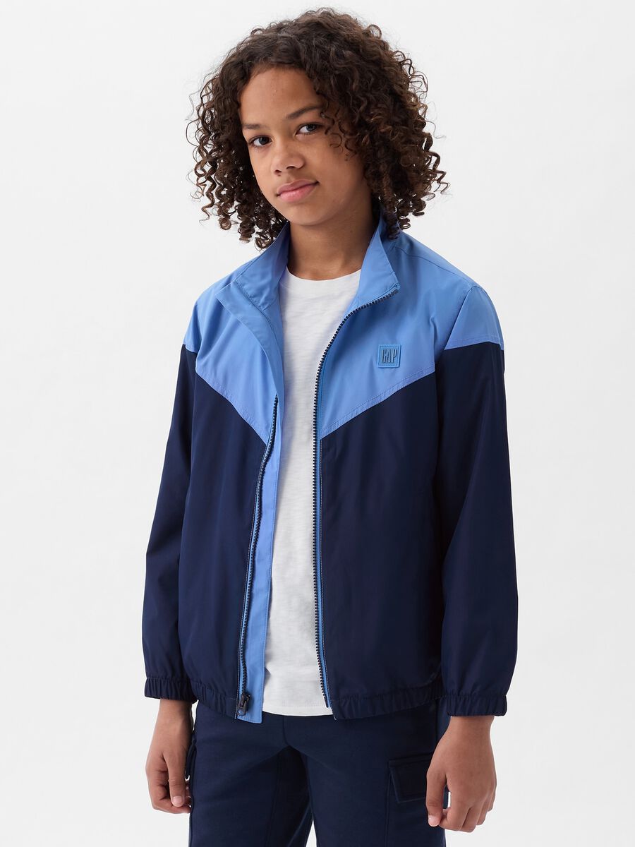 Two-tone windbreaker with logo patch Boy_0