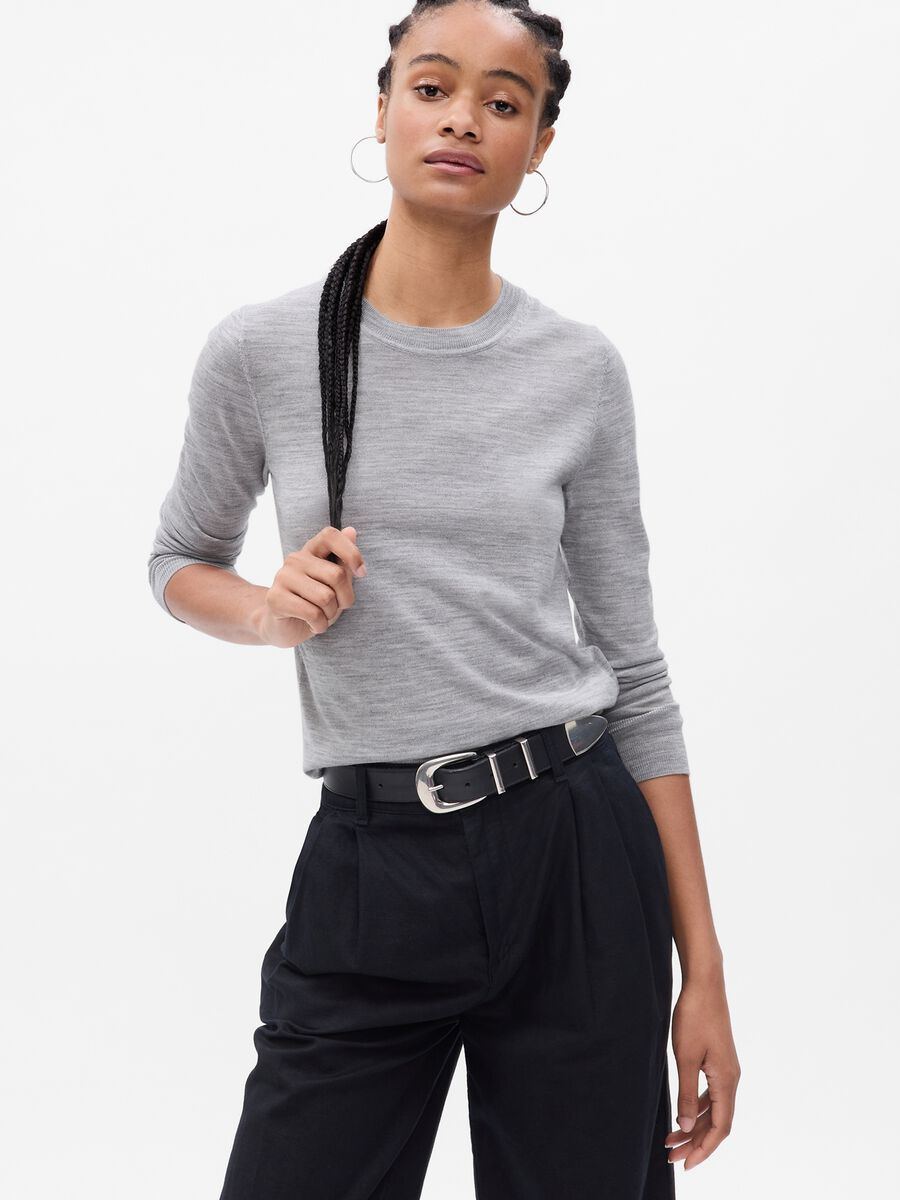 Felpa Donna Cecil Maniche Corte - Girocollo, Morbida Misto Cotone, Grigio, Con Coulisse In Vita