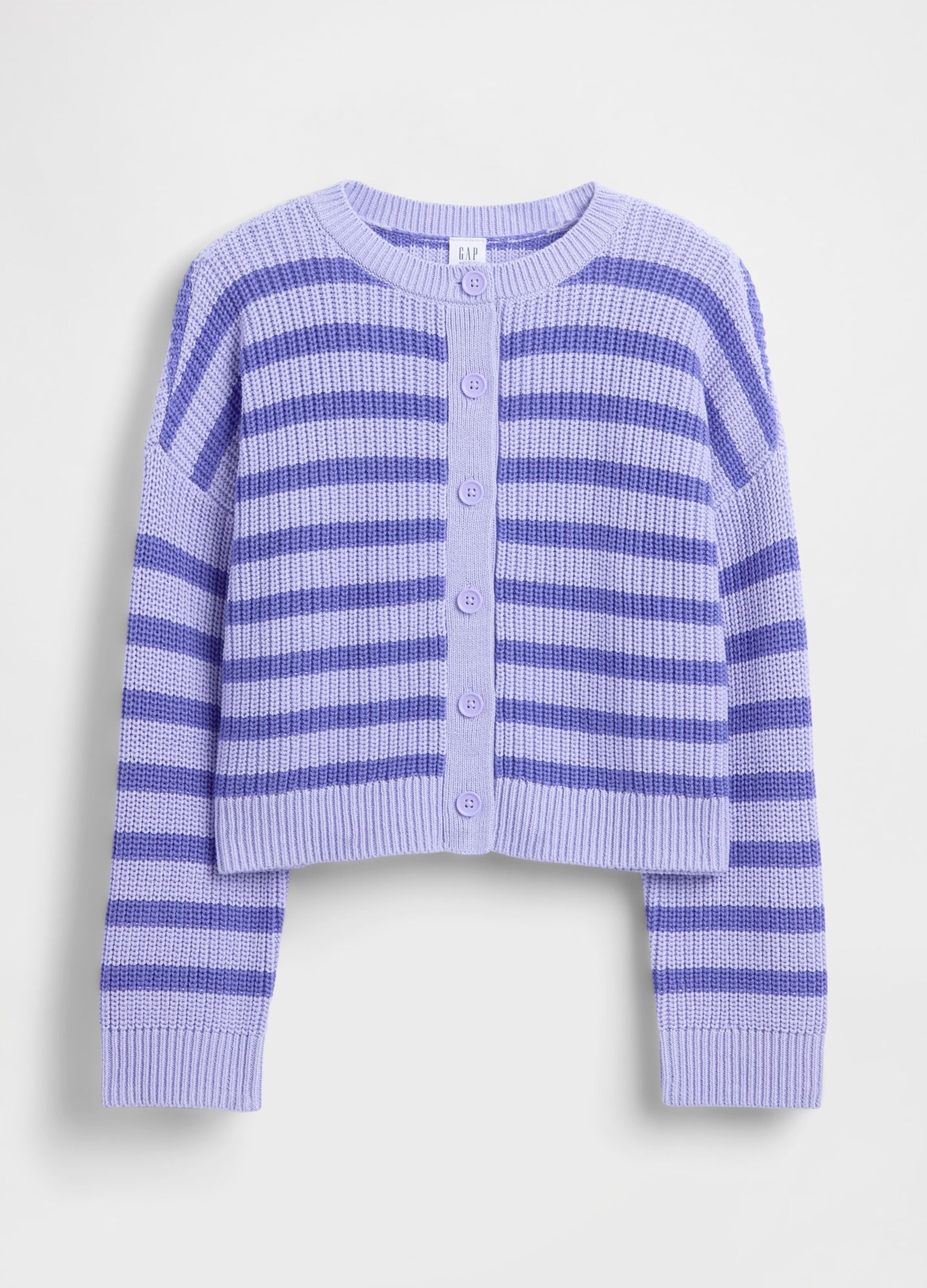 Cardigan viola a righe in cotone_3