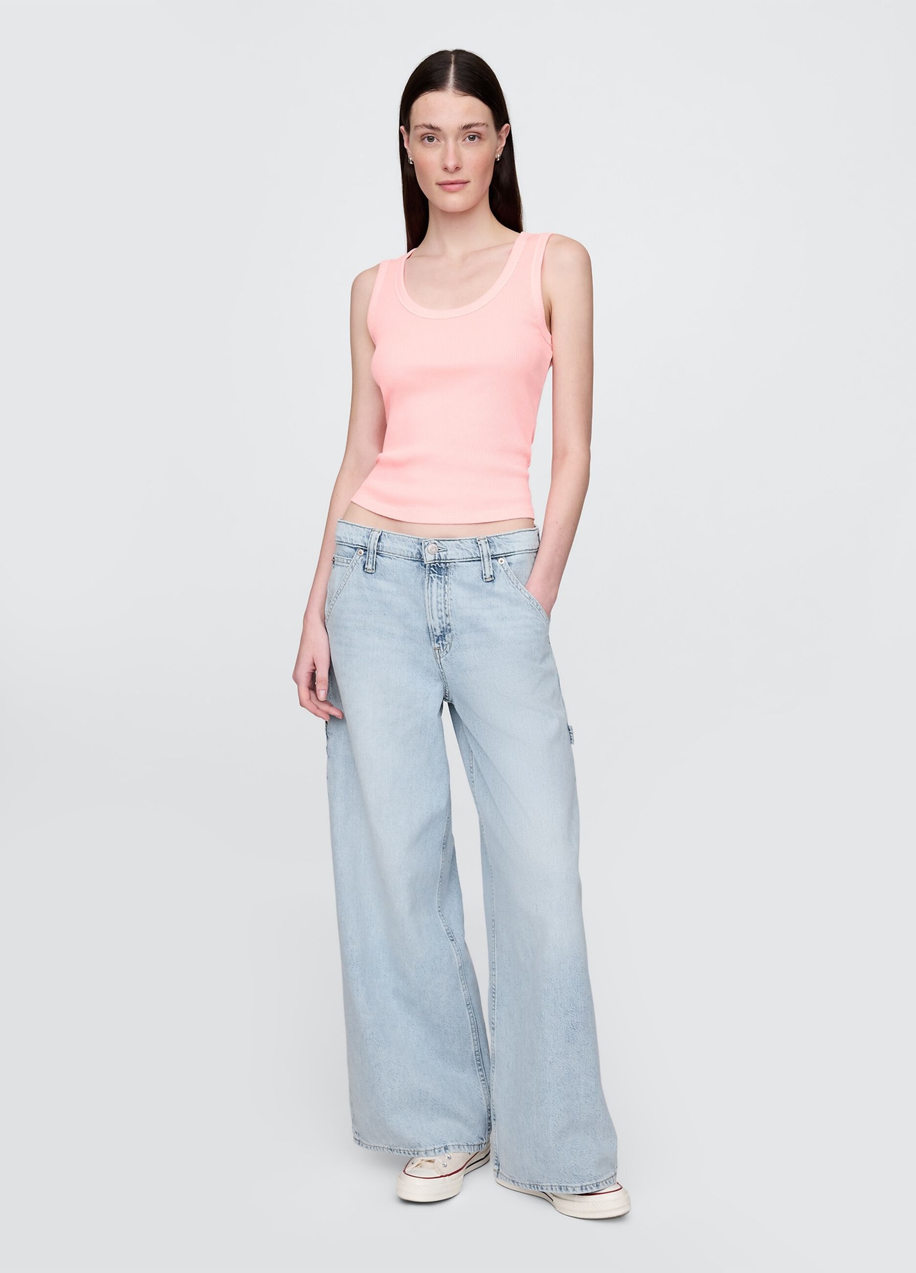 Jeans a gamba larga in misto cotone e Lyocell