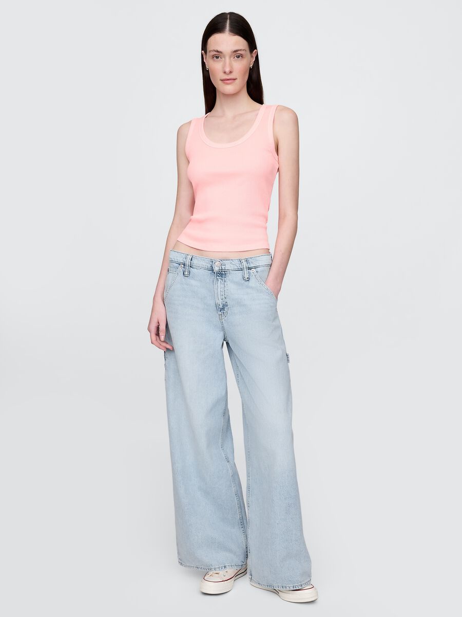 Jeans a gamba larga in misto cotone e Lyocell Donna_0