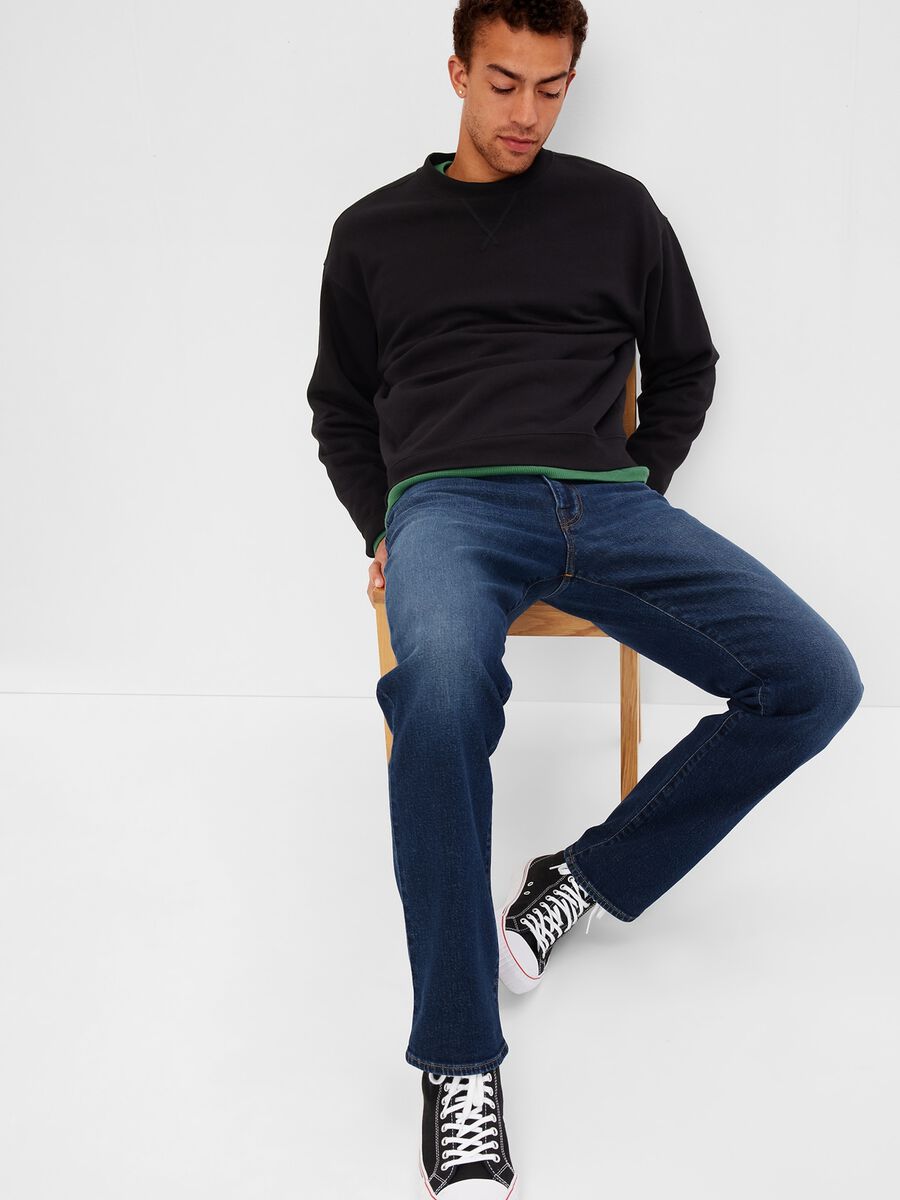 Straight-fit jeans in stretch cotton and Lyocell Man_0
