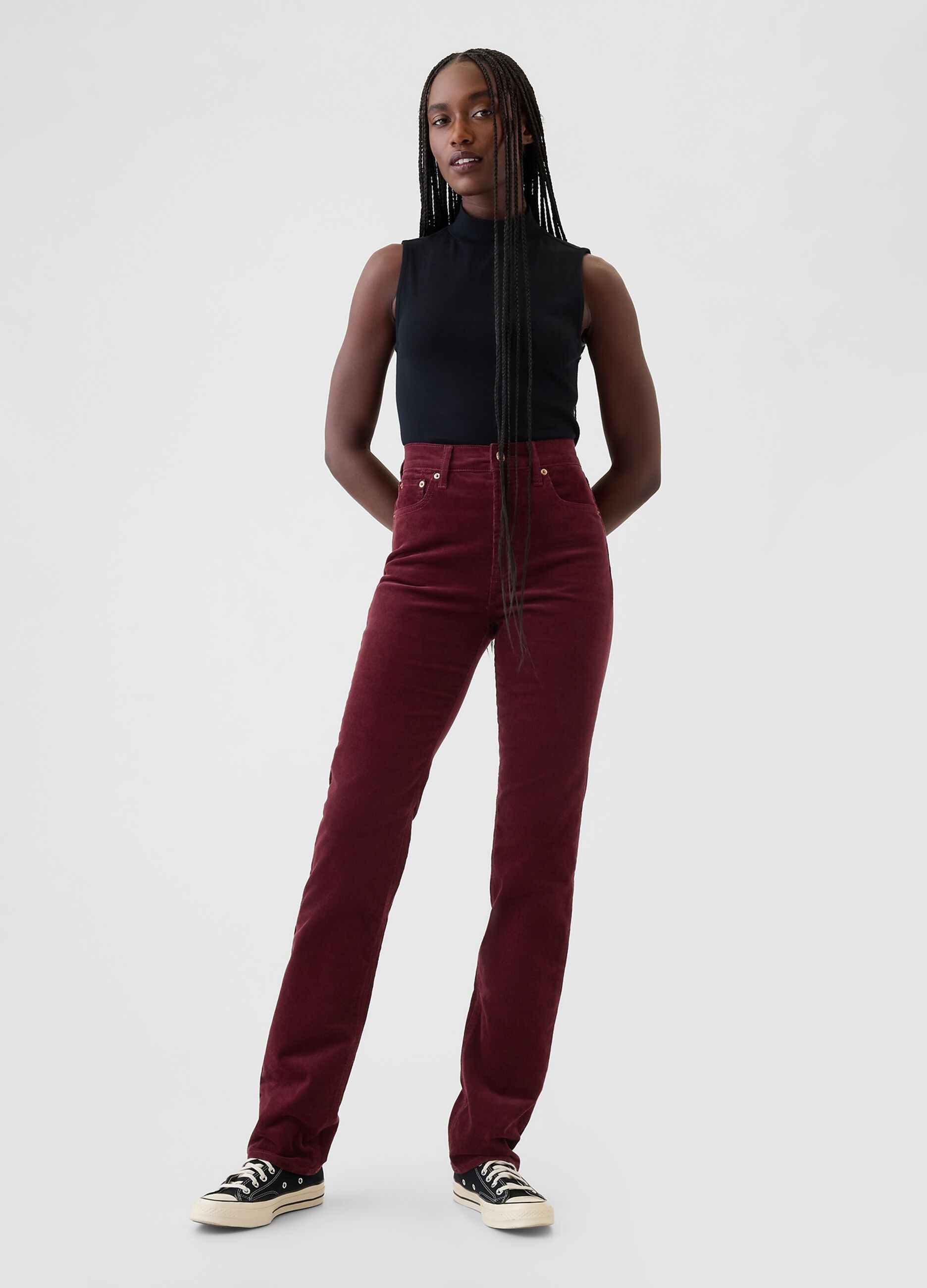 Straight high-rise trousers in corduroy