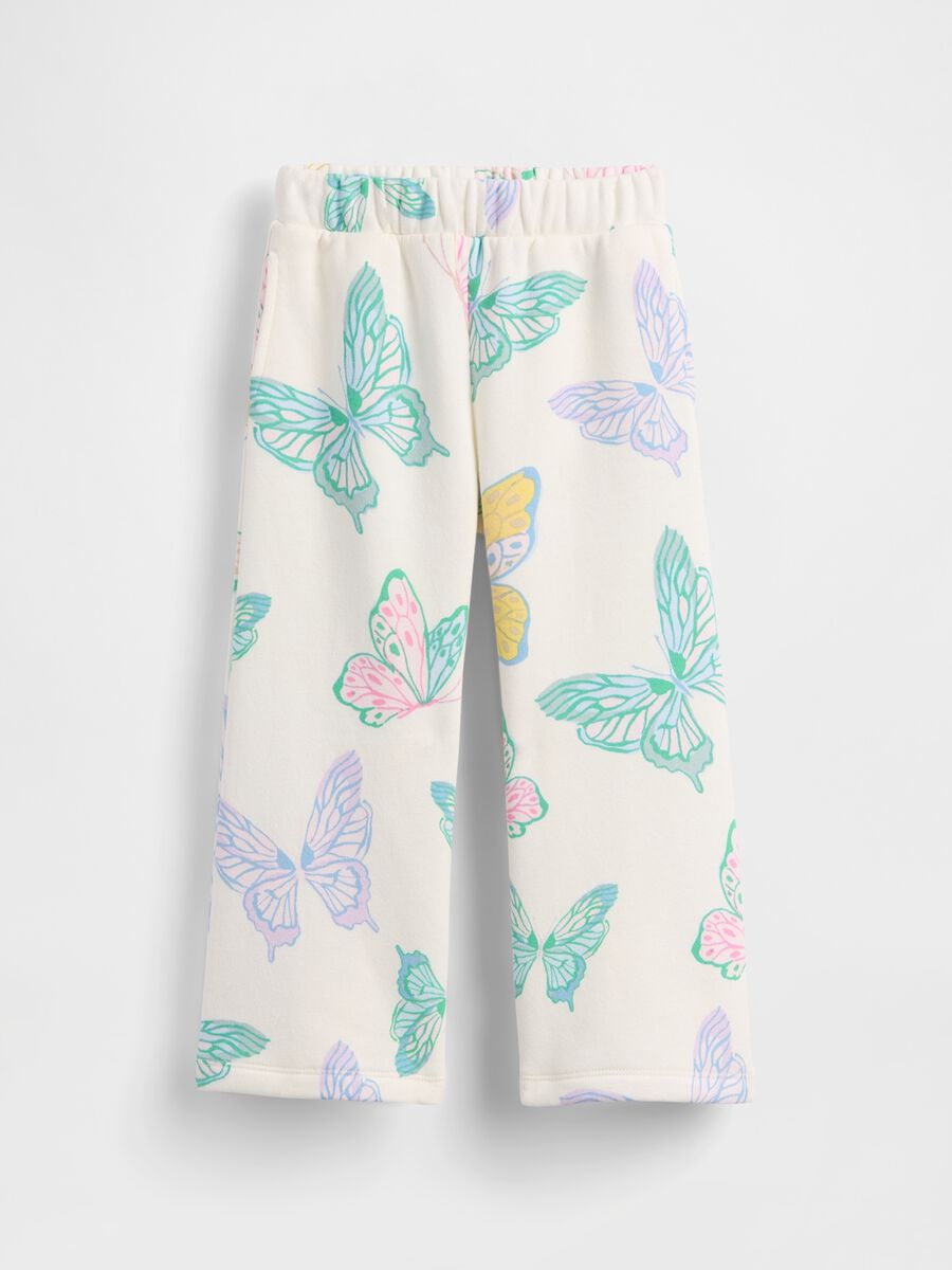 Multicolor cotton blend trousers for baby girls with butterfly motifs Baby Girl_0