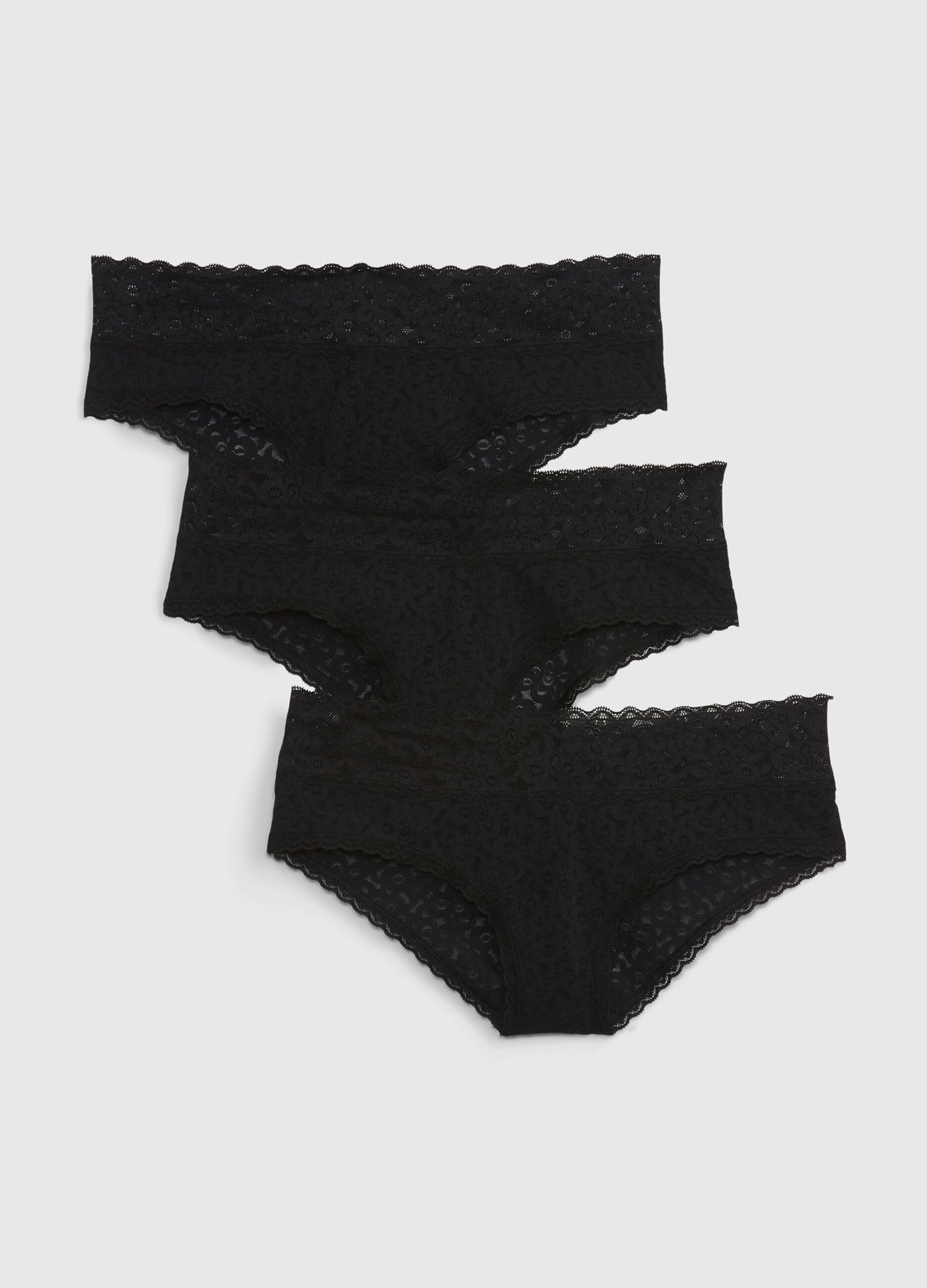 Three-pack French knickers in lace