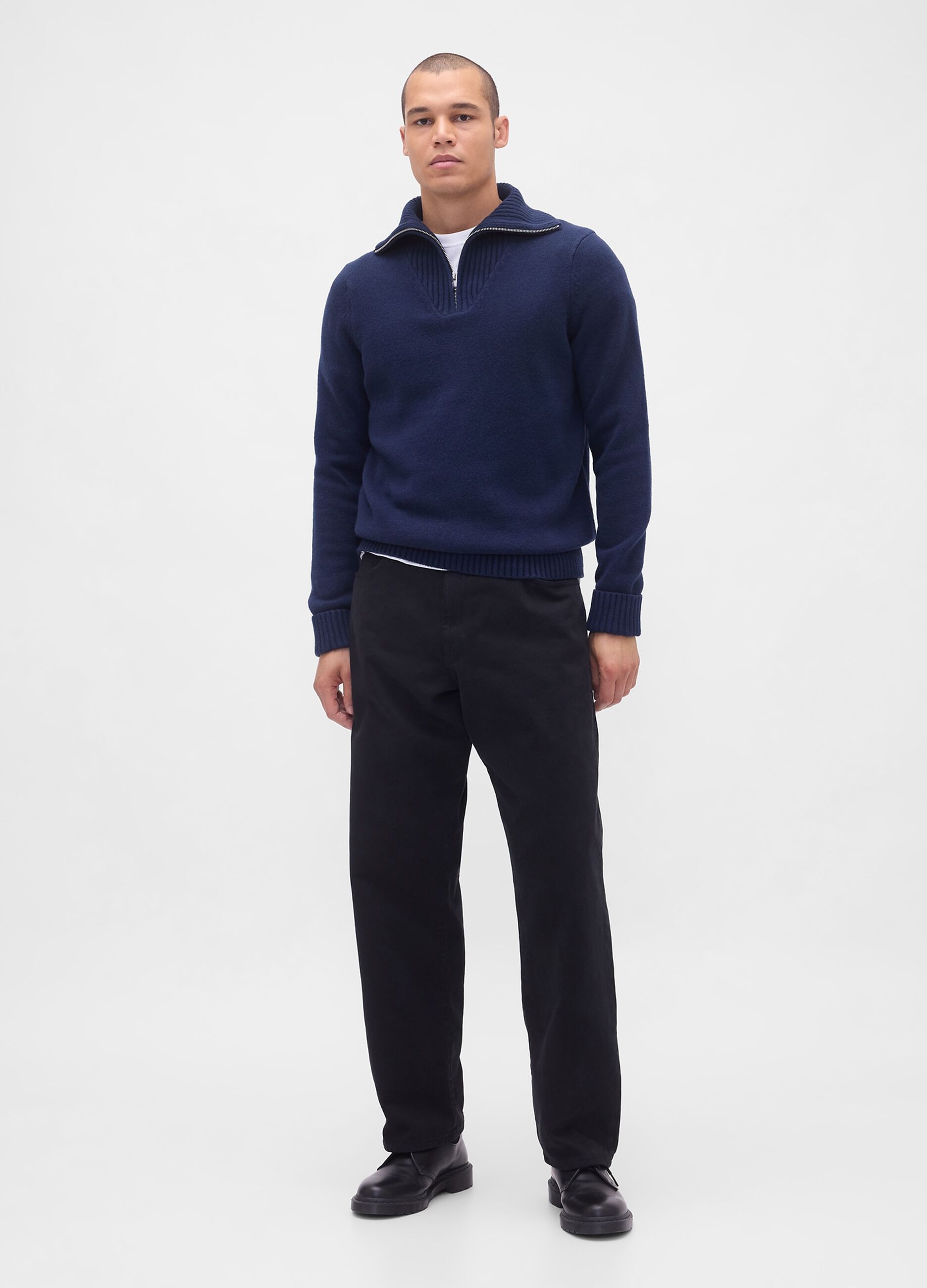 Maglione blu uomo in misto cotone