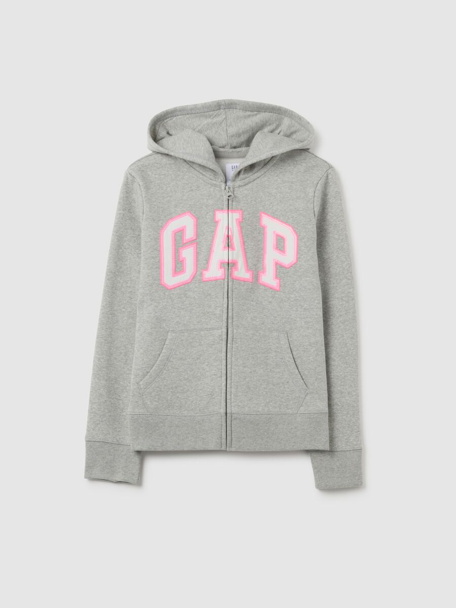 Full-zip in felpa con patch logo Bambina_0