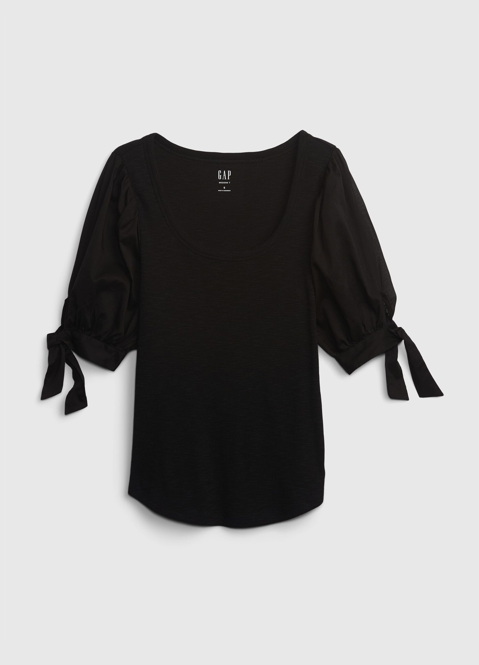 Ribbed T-shirt with puff sleeves_5
