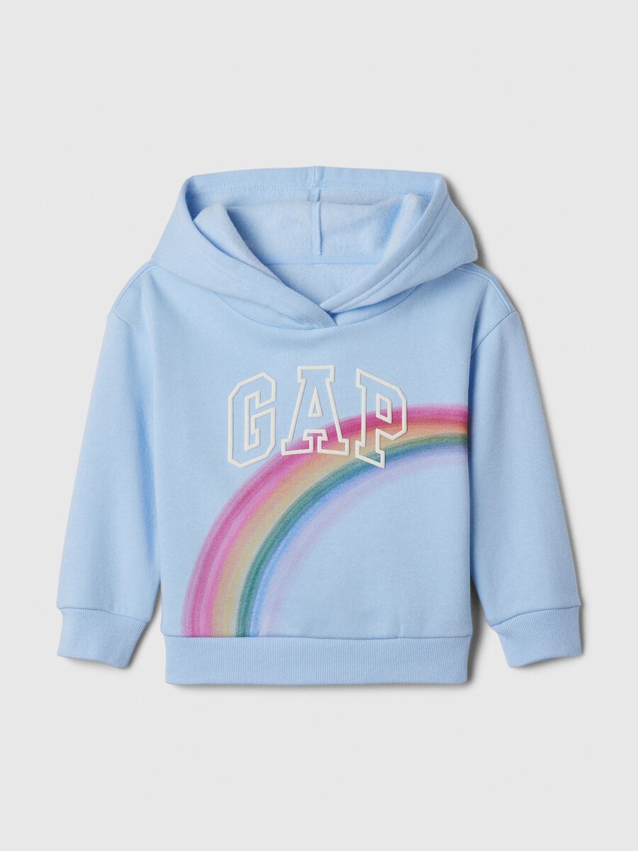 Sweatshirt with hood and rainbow and logo print Baby Girl_0