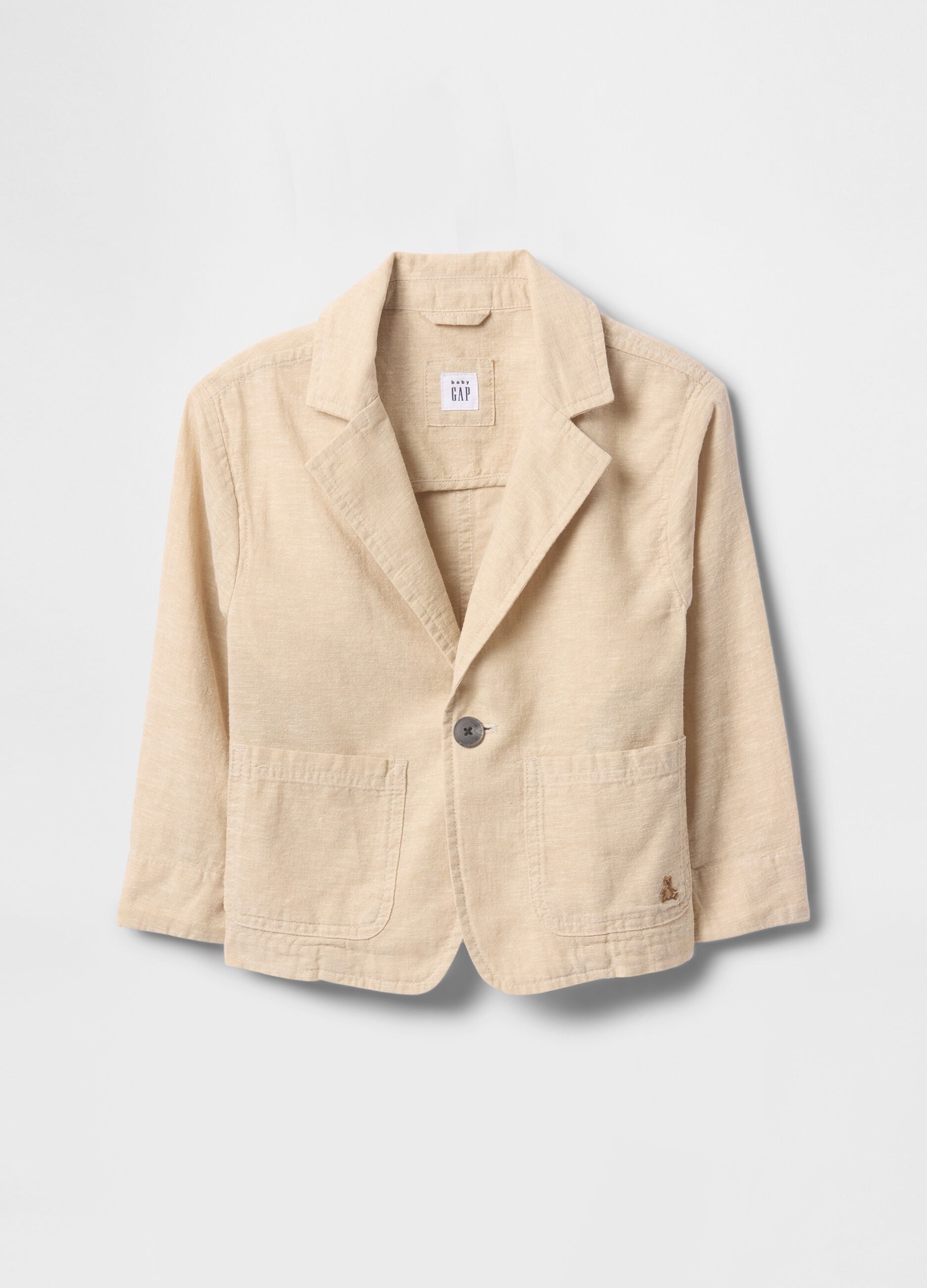 Giacca beige in lino e cotone