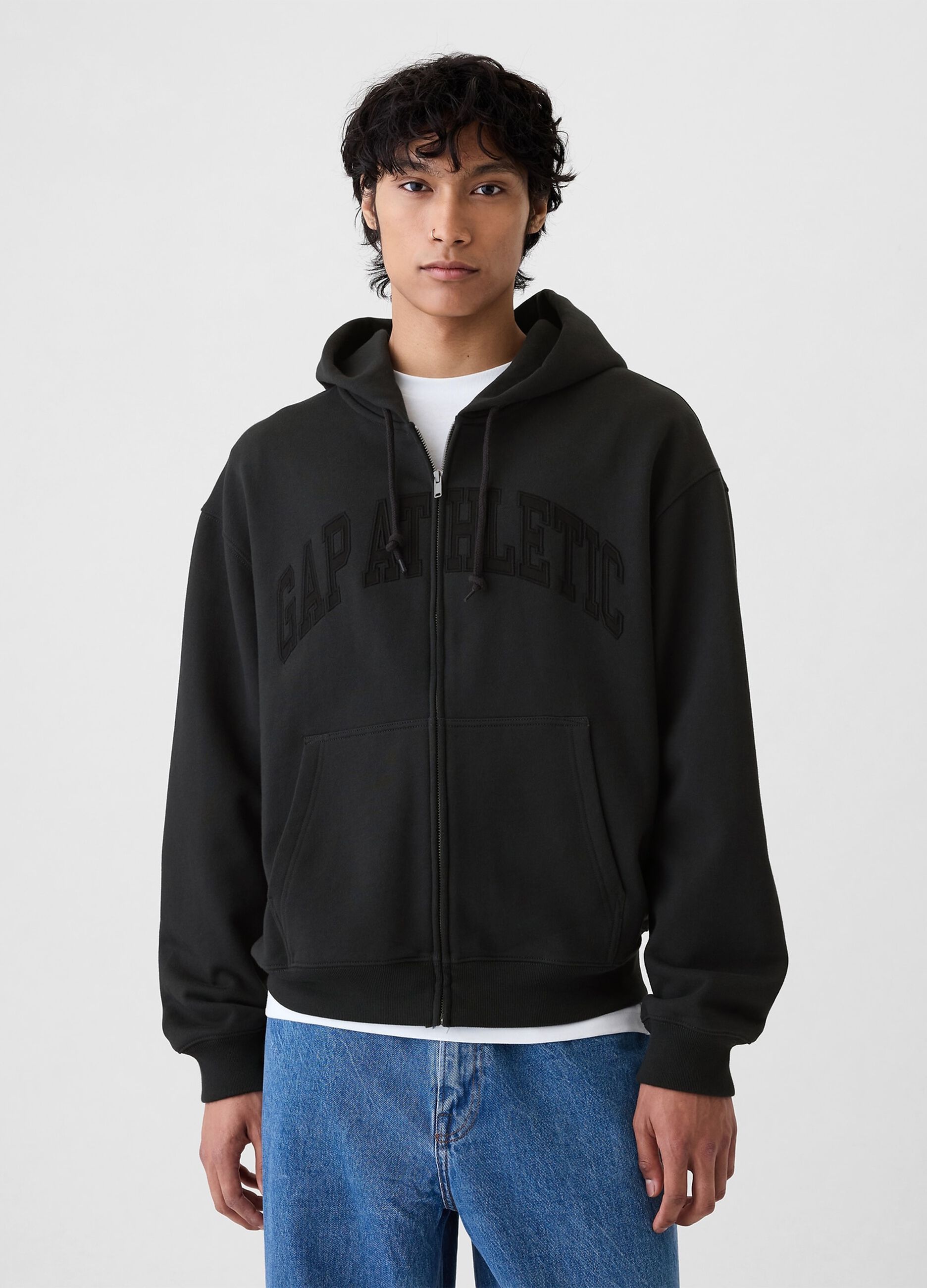 Full-zip con cappuccio e ricamo logo