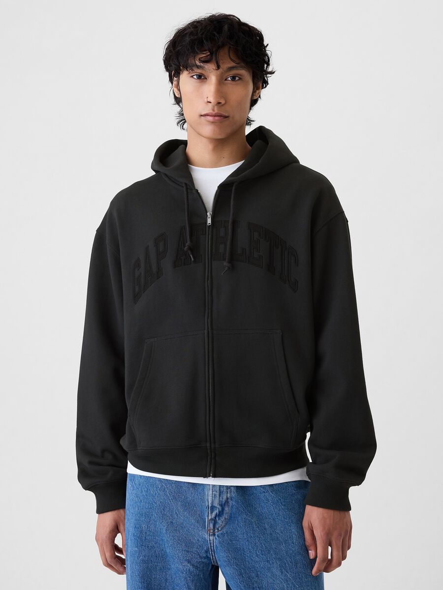 Full-zip con cappuccio e ricamo logo Uomo_0