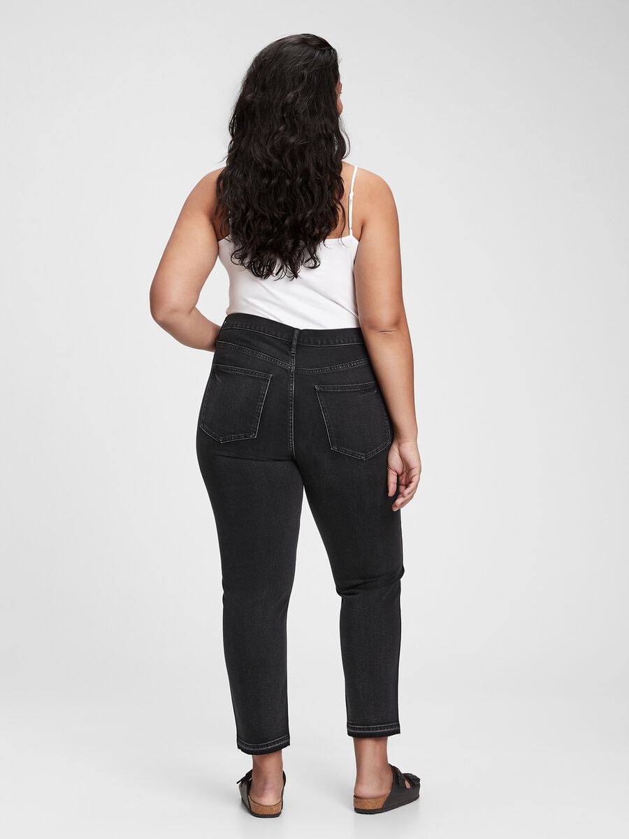 Slim-fit high-waist jeans with raw edging Woman_1