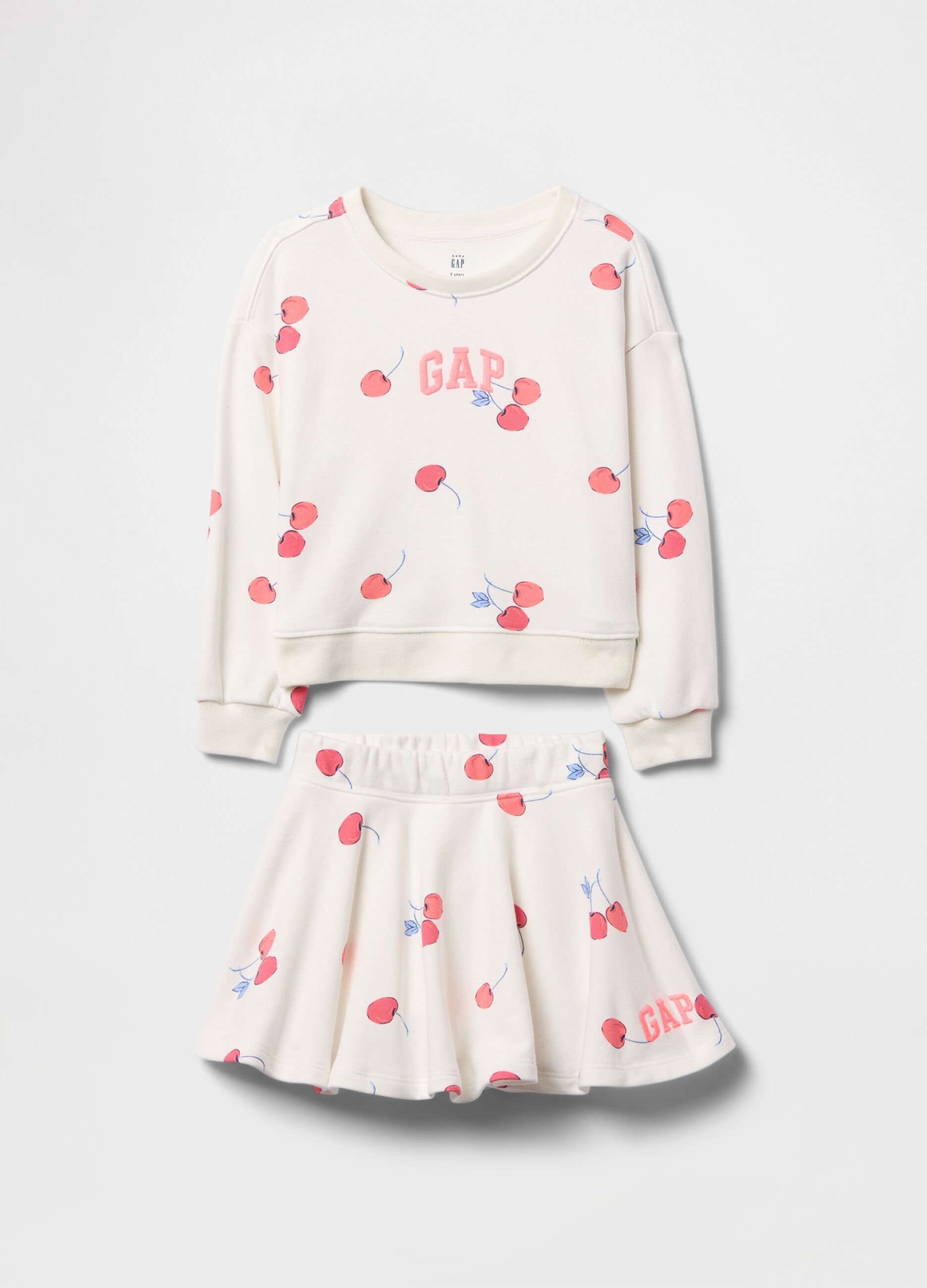 Set felpa e gonna bianco con stampa ciliegie GAP Kids