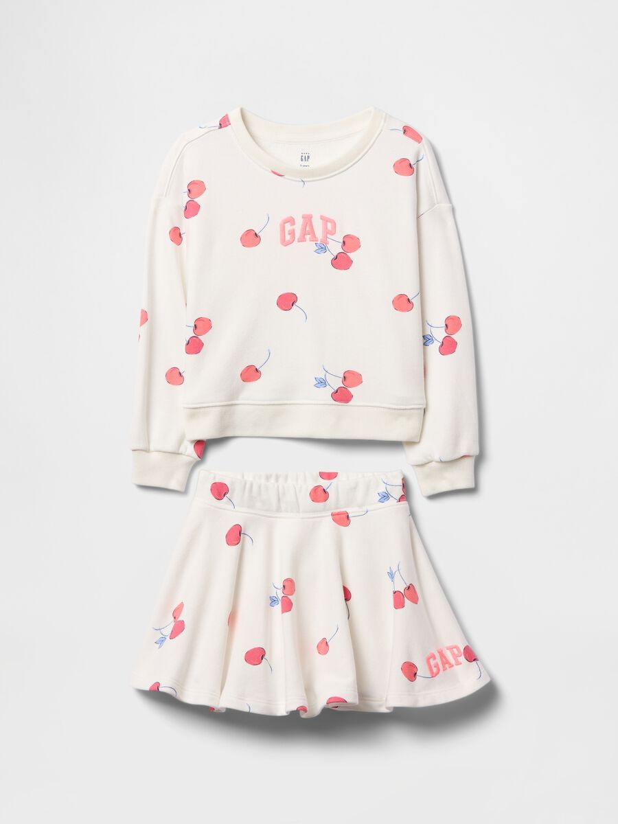 GAP Kids white sweatshirt and skirt set with cherry print Baby Girl_0