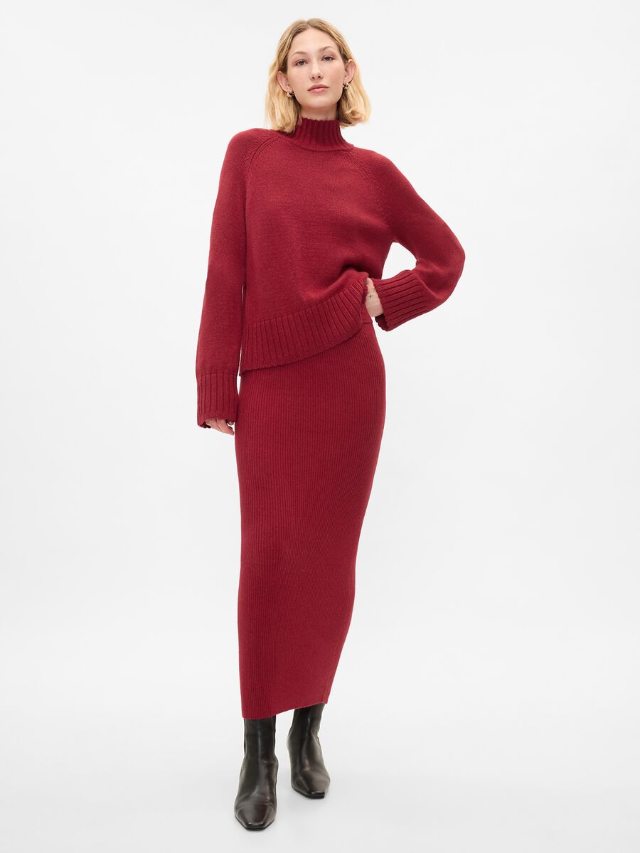 Cropped sweater with mock neck and raglan sleeves Woman_1