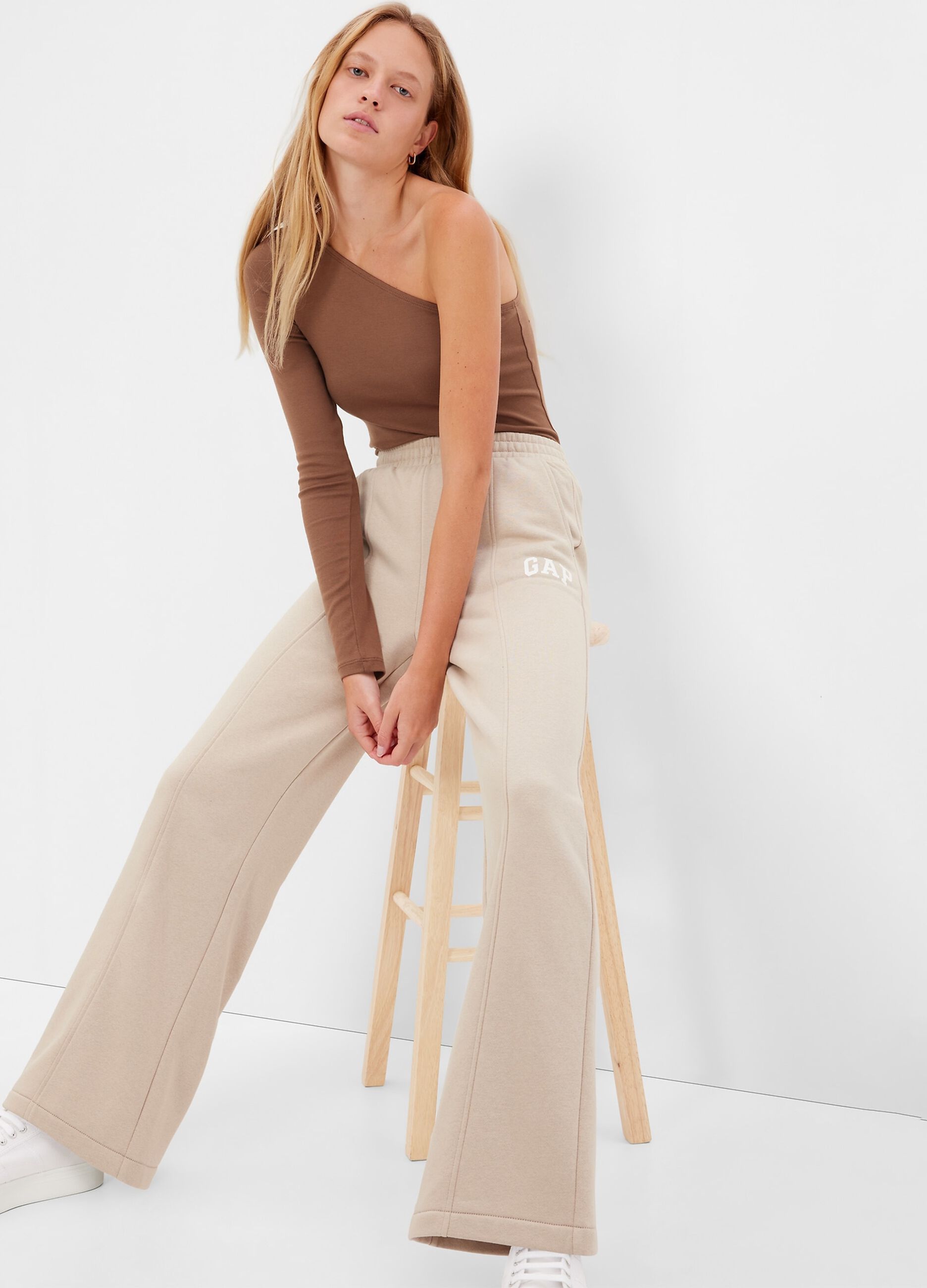 Joggers wide leg in felpa con stampa