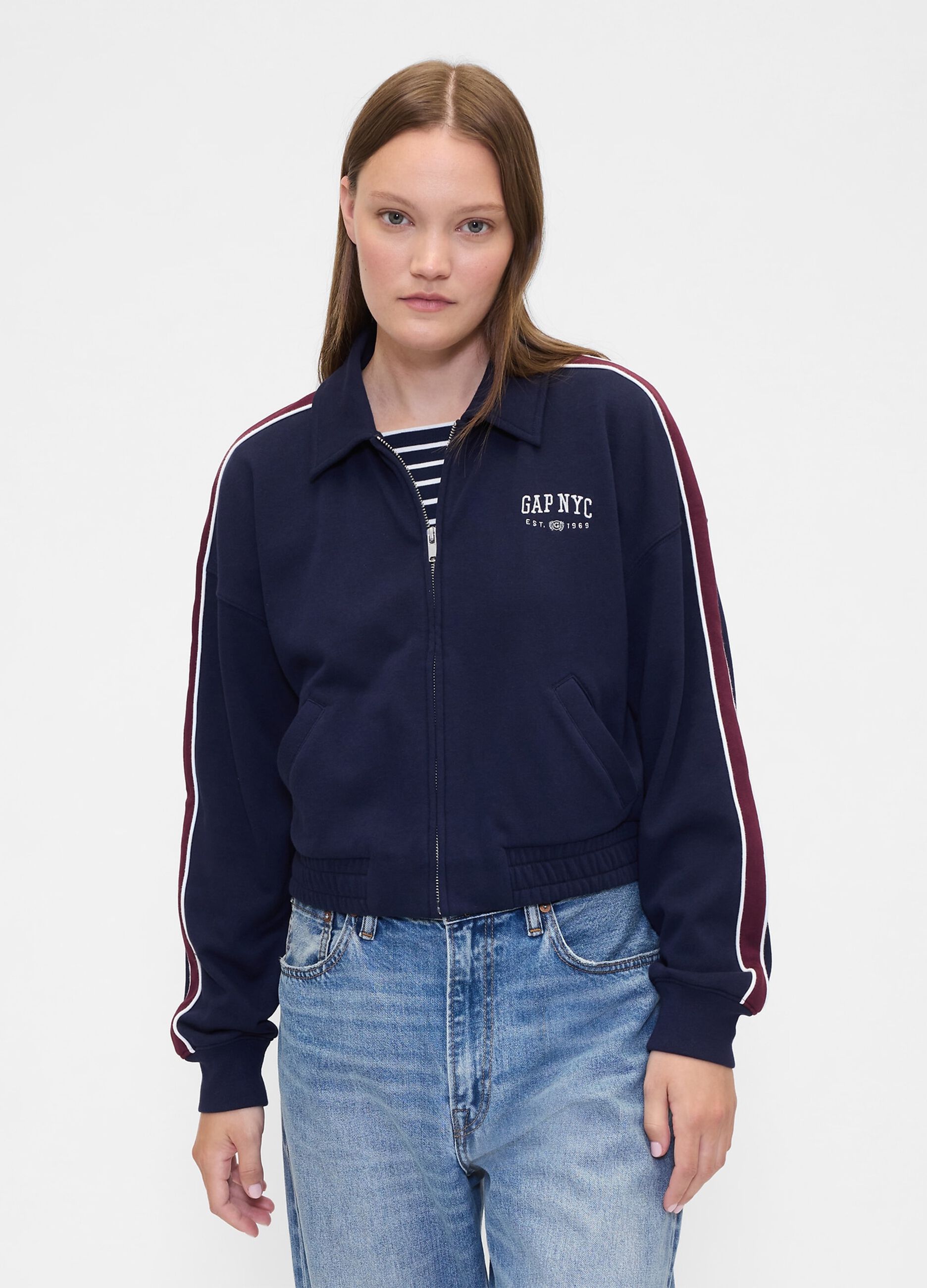 Felpa blu con zip integrale