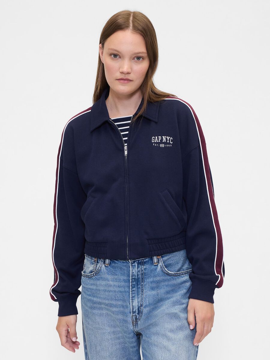 Felpa blu con zip integrale Donna_0