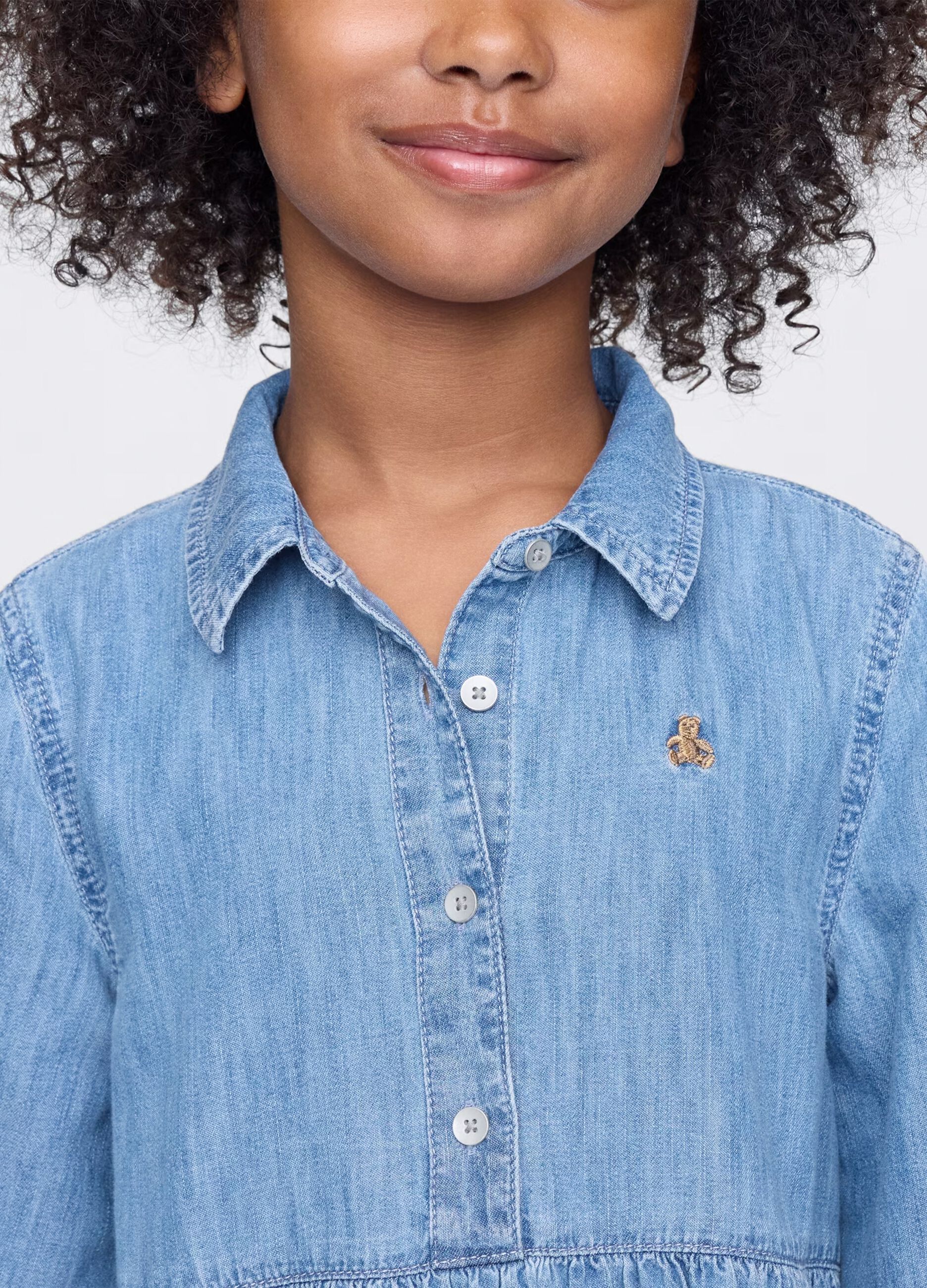 Vestito in denim con balze_1