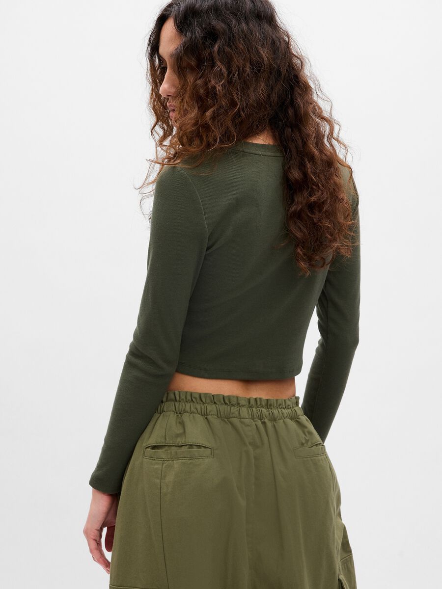 T-shirt cropped a maniche lunghe Donna_0