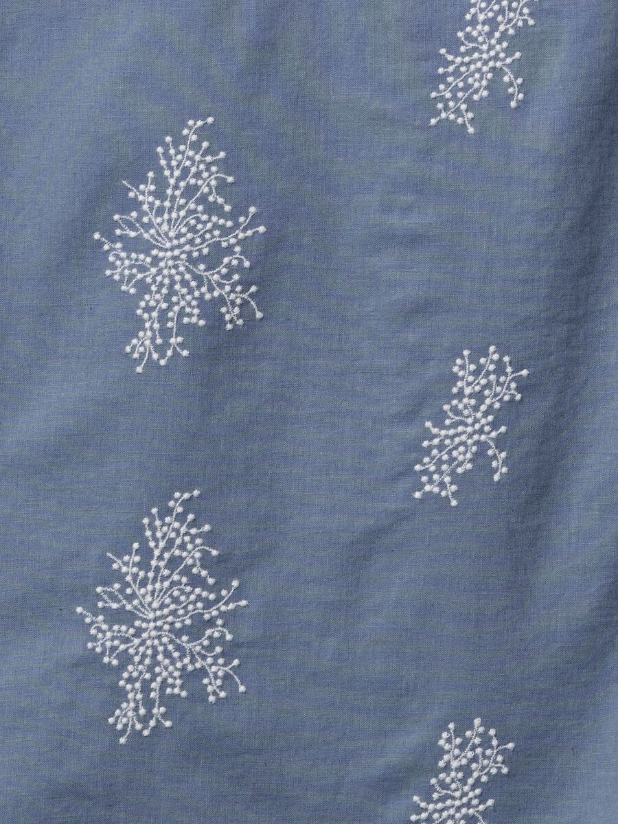 Camicia a maniche corte azzurra con stampa floreale Uomo_4