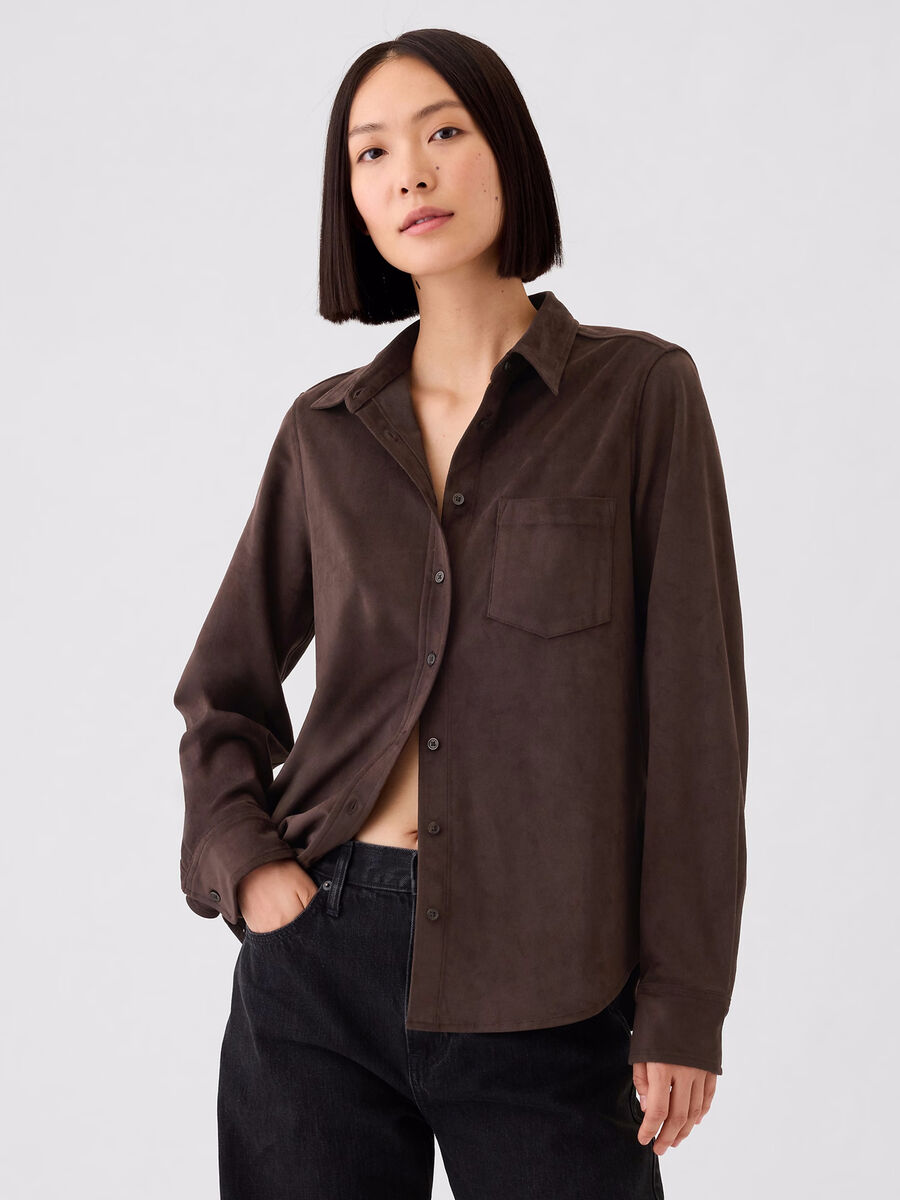 Camicia scamosciata con tasca Donna_0