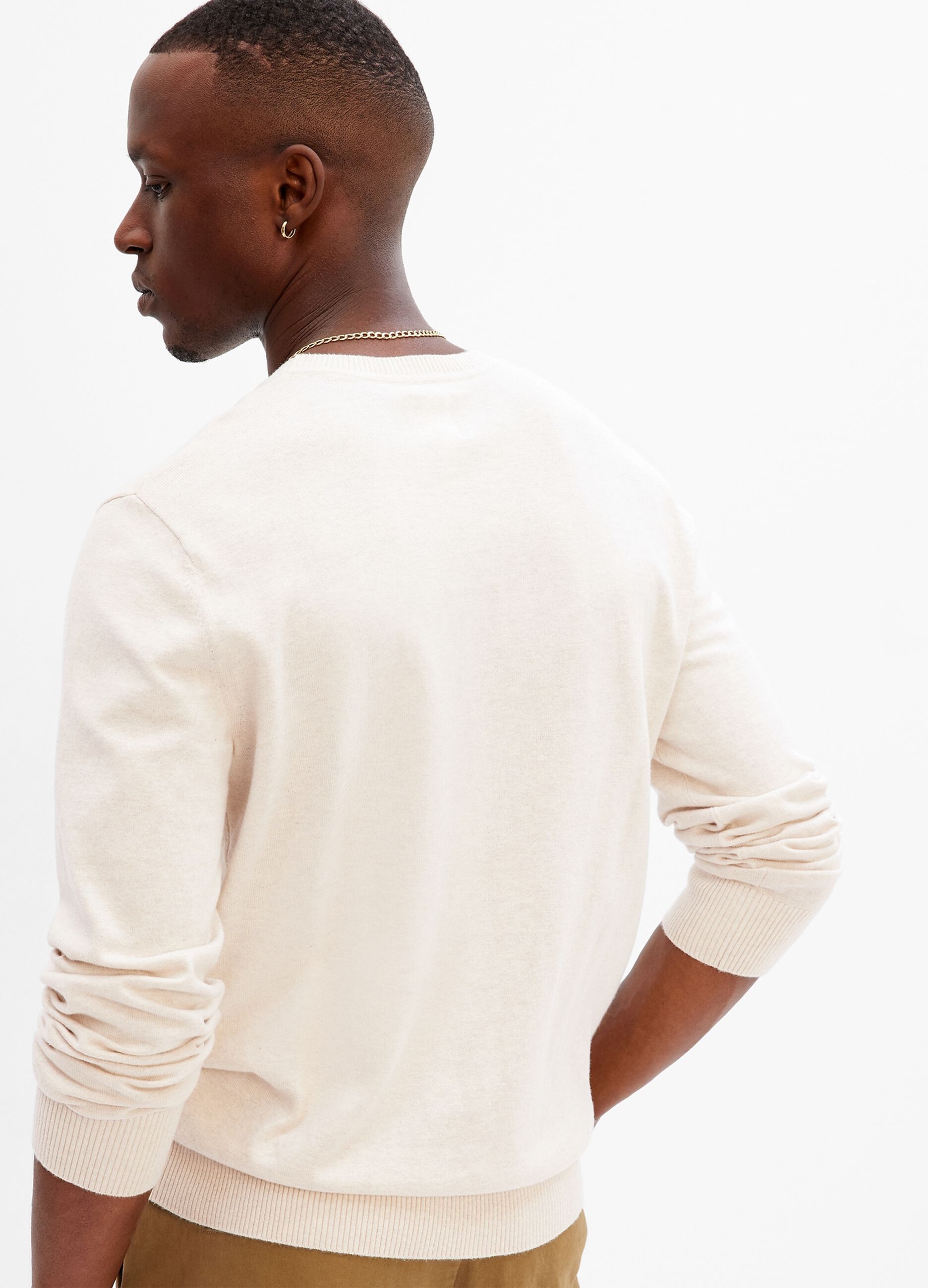 Mouliné-effect pullover with round neck_1