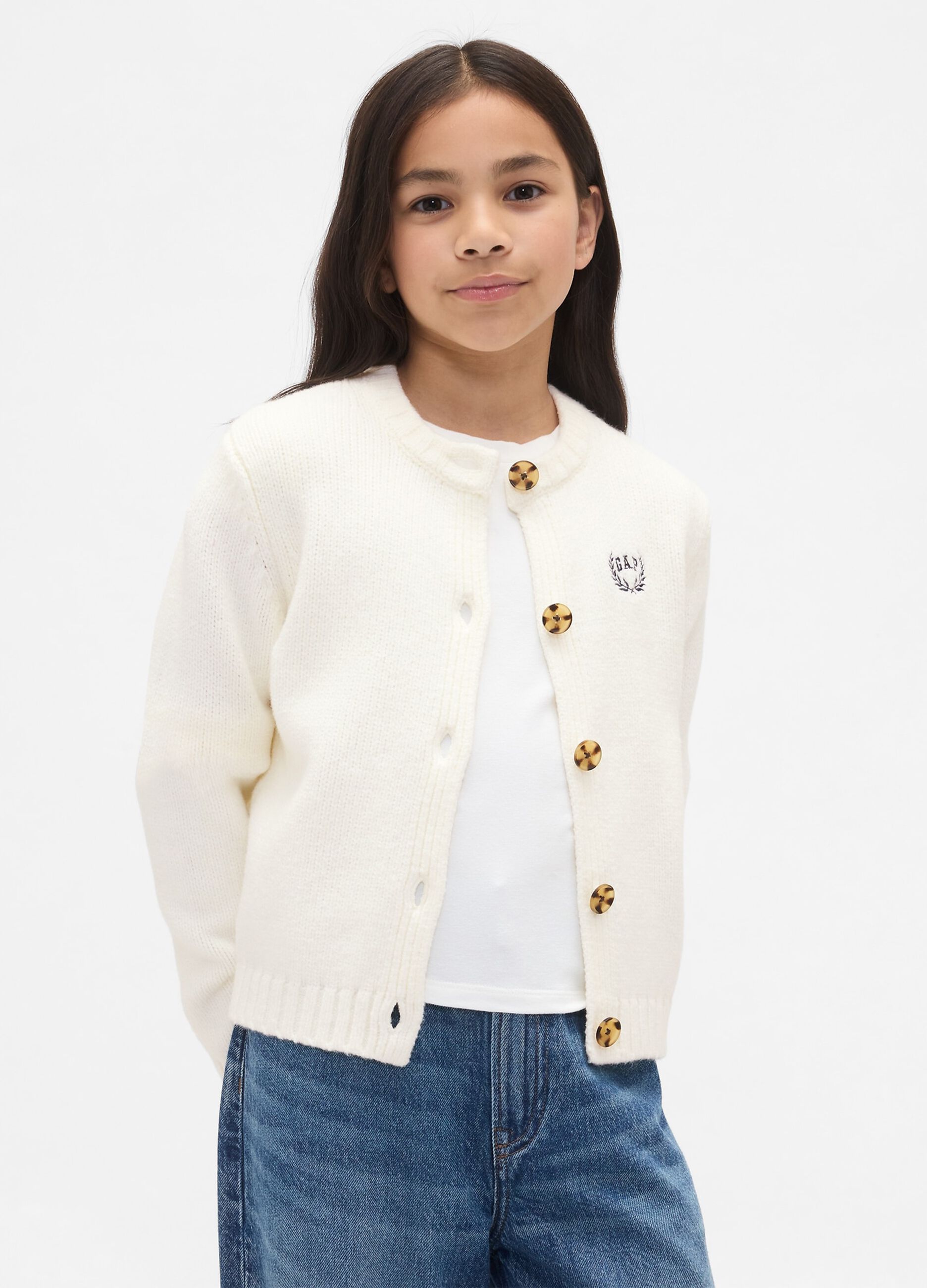 Cardigan bianco in misto cotone