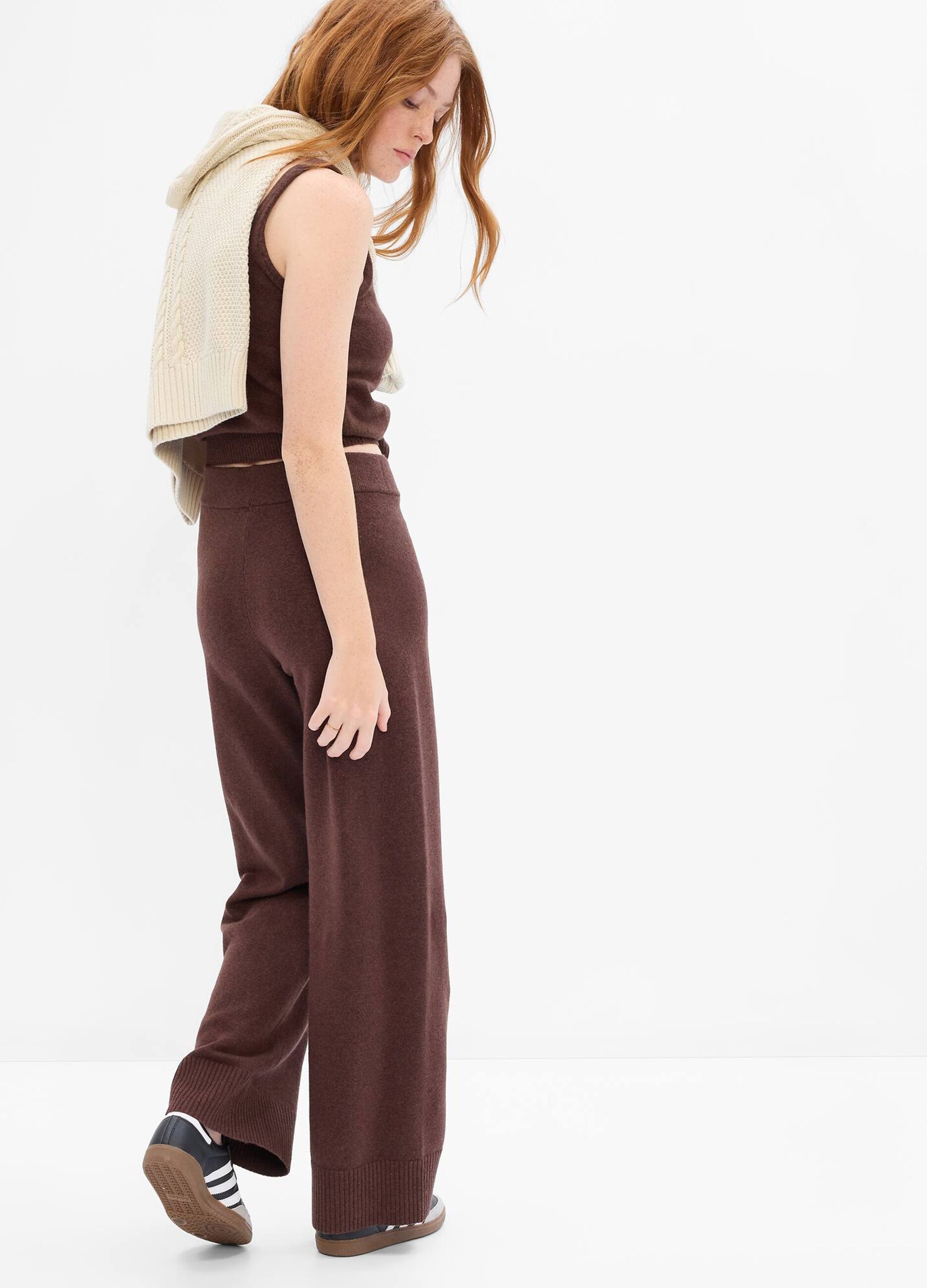 Pantaloni jogger wide leg in maglia_1