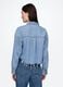 Giacca cropped in denim con bordi sfrangiati_1