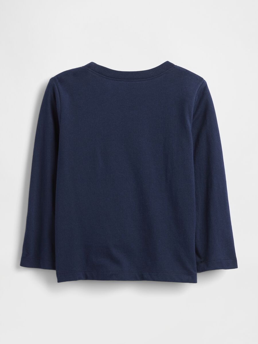 T-shirt blu a maniche lunghe in cotone Bambino_1