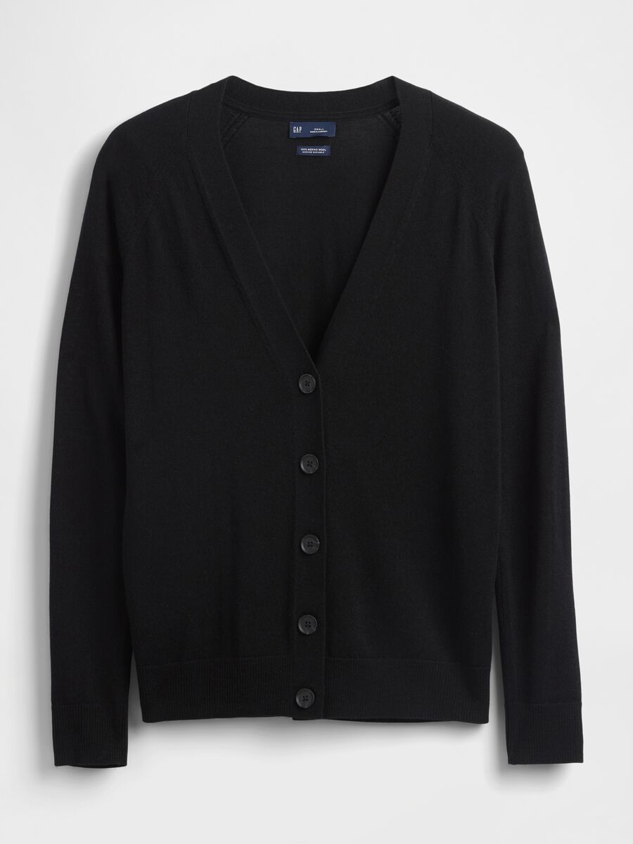 Black Pure Wool Cardigan Woman_3